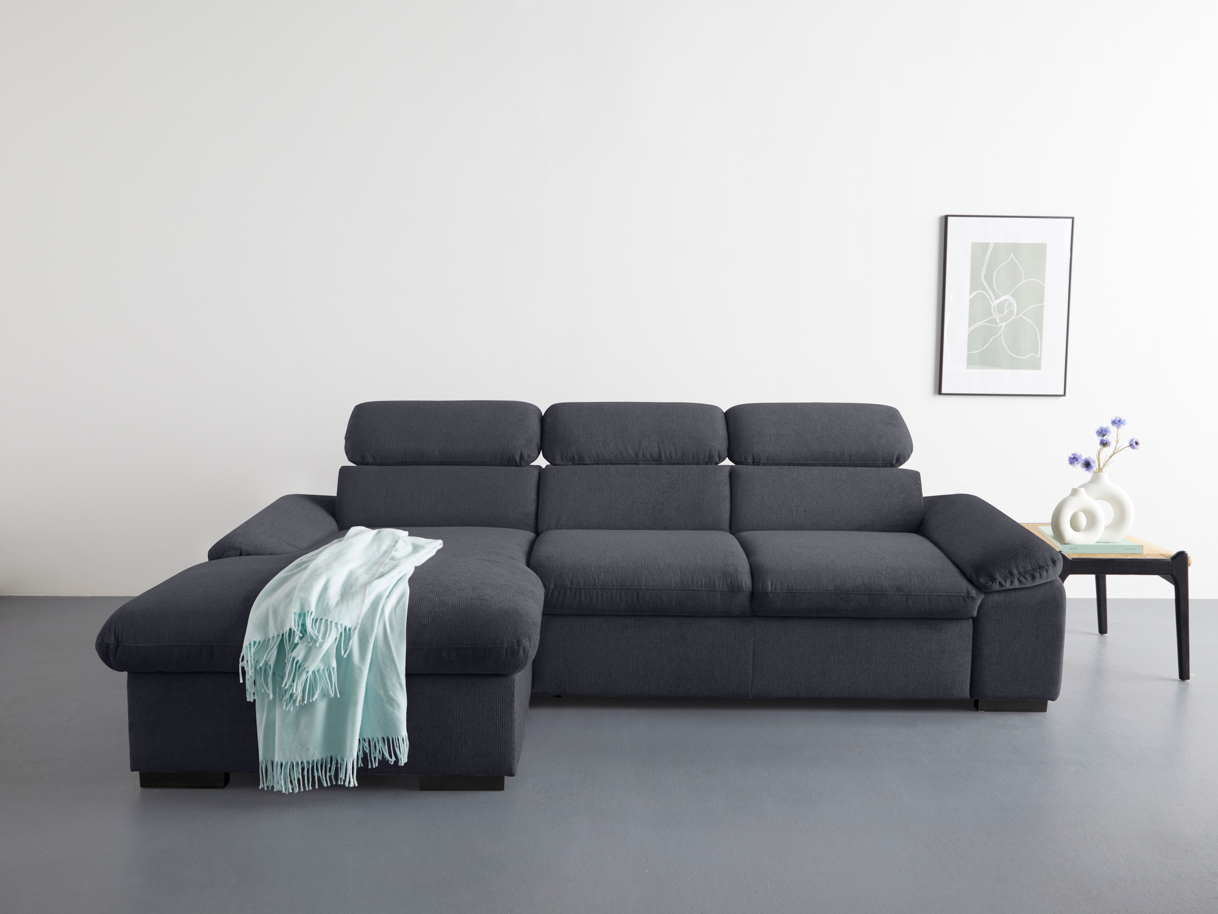 COTTA Ecksofa "Lola L-Form mit Kopfteilfunktion & Hocker" wahlweise mit Bet günstig online kaufen