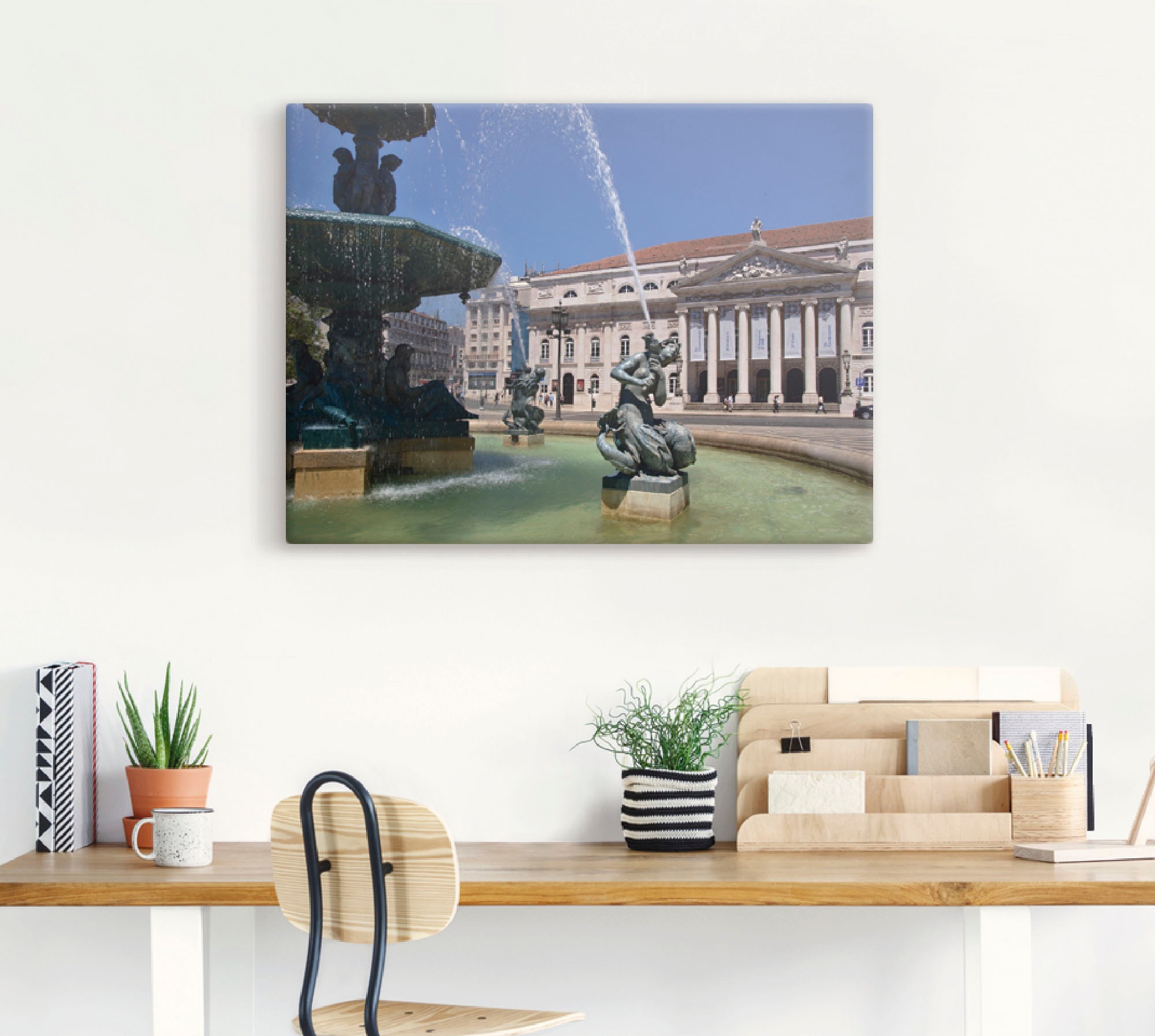 Artland Wandbild »Rossio Platz in Lissabon«, Architektonische Elemente, (1 St.), als Alubild, Leinwandbild, Wandaufkleber oder Poster in versch. Größen