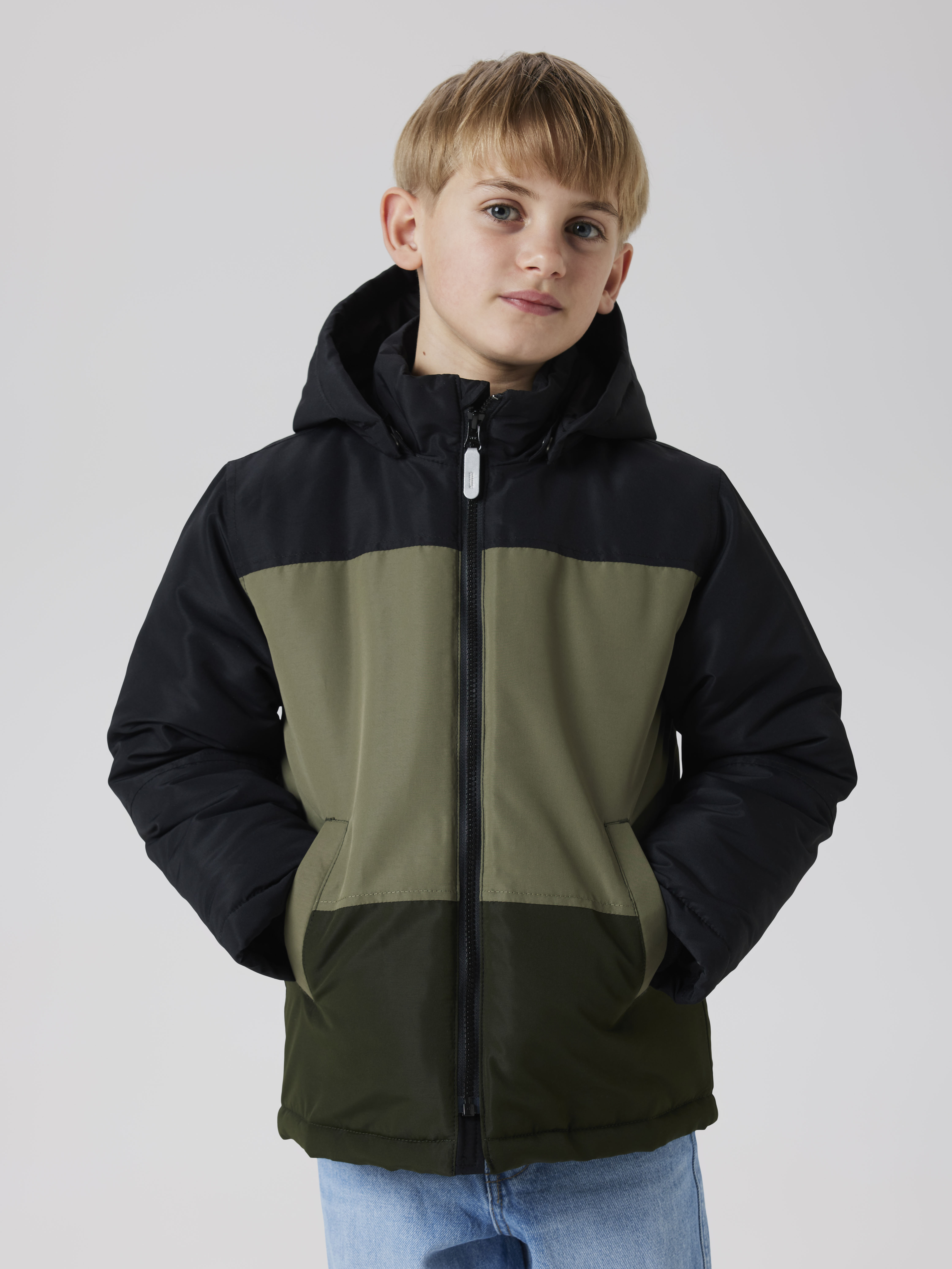 NAME IT Jungen Outdoorjacke "NKMMAX PA JACKET BLOCK NOOS", grün, Gr. 116, Web, Obermaterial: 100% Polyester, Jacken, mit dekorativen und