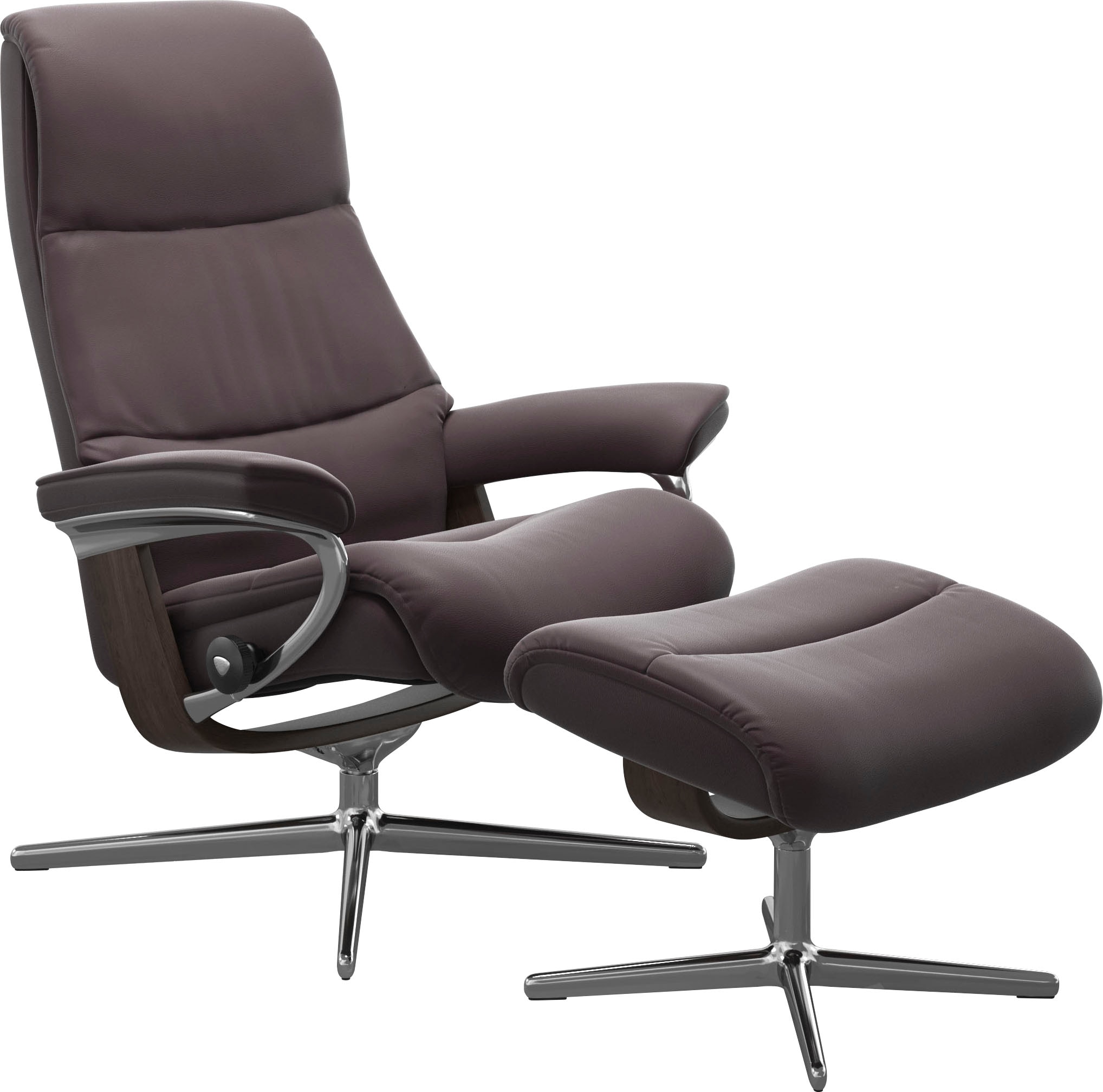 Stressless Relaxsessel "View" Set, Relaxsessel mit Hocker, mit Hocker, mit Cross Base, Größe S, M & L, Holzakzent Wenge