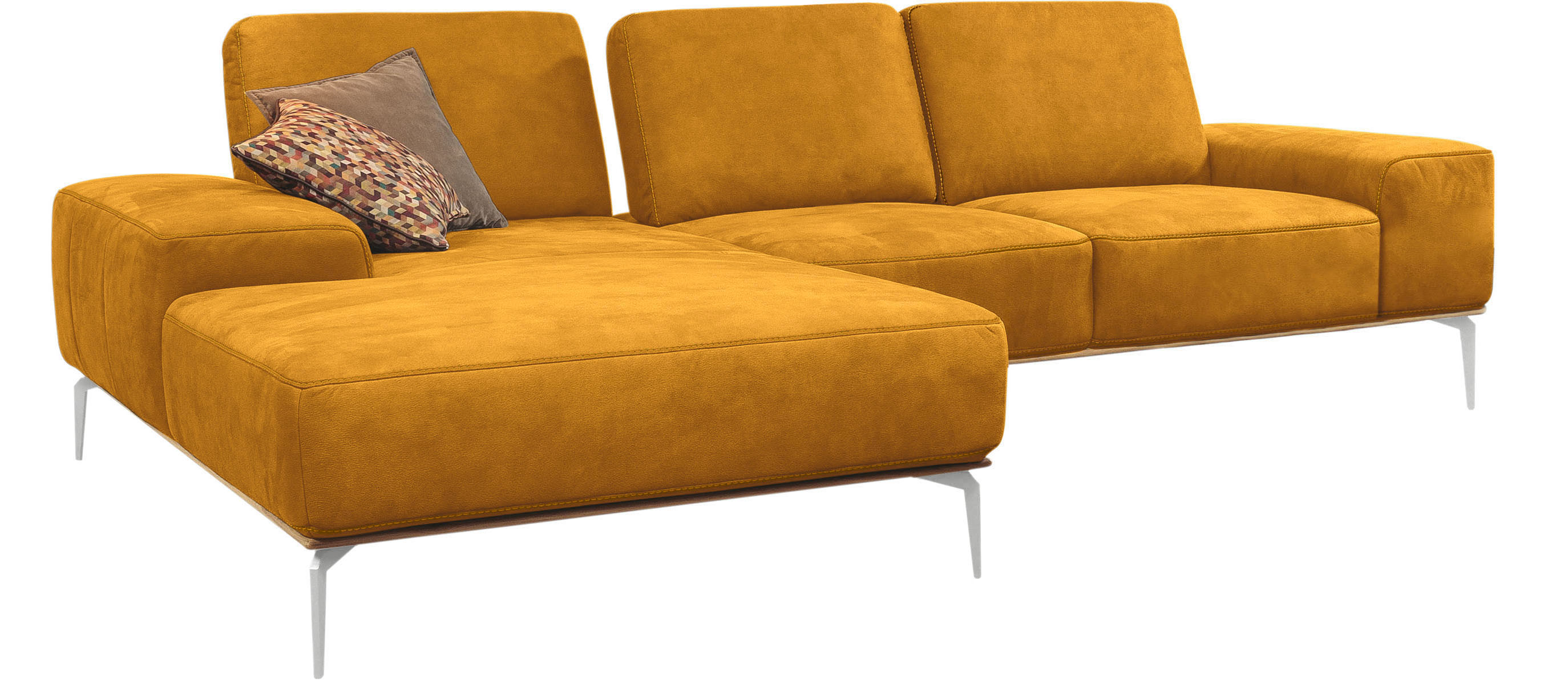 Thumbnail - W.SCHILLIG Ecksofa "run, Designsofa mit tollem Sitzkomfort, L-Form", mit elegantem Holzsockel, Füße in Chrom glänzend, B...