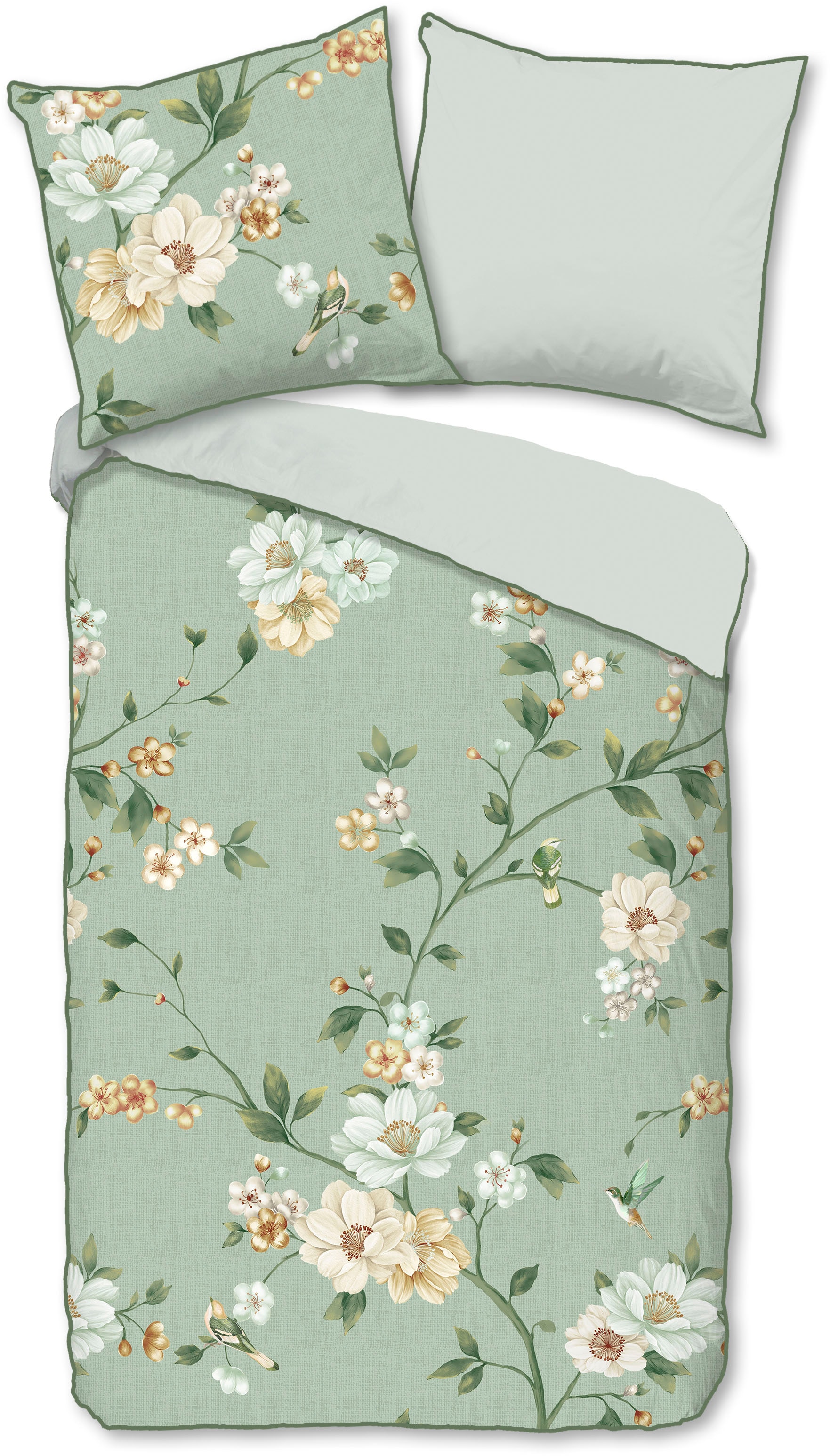 Descanso Wendebettwäsche "Sizena" 2 Stk. Satin, Reißverschluss, Paspel, Bie günstig online kaufen