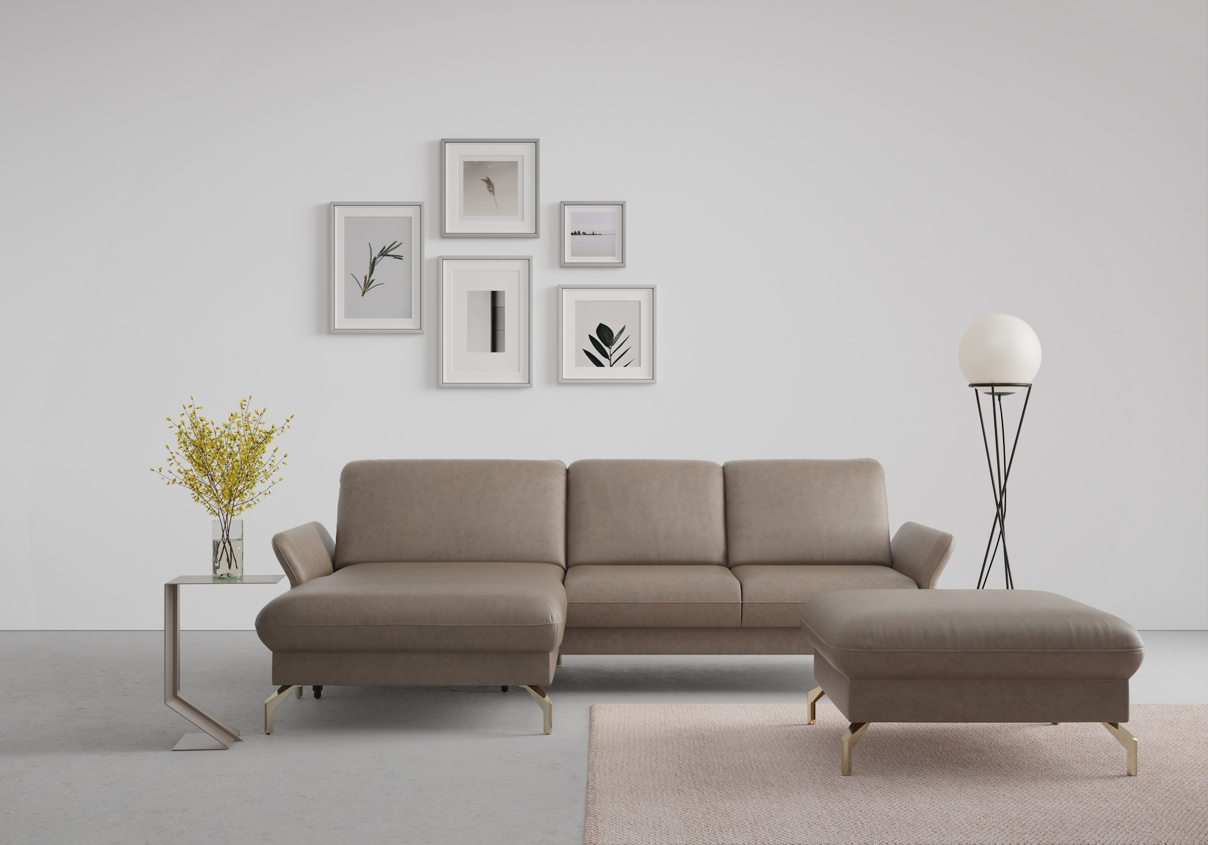 sit&more Ecksofa "Fashion L-Form" wahlweise mit Kopfteilverstellung, Vorziehsitz, motorisch, Nickelfüße
