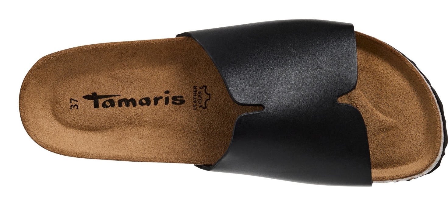 Tamaris Pantolette, Sommerschuh, Flats, Schlupfschuh mit breiter Bandage