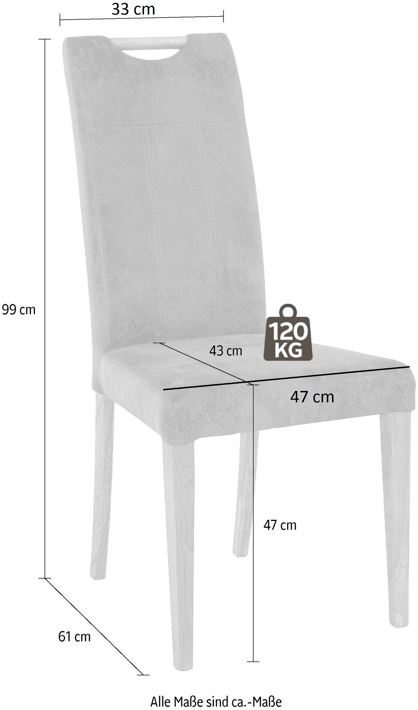 Home affaire Esszimmerstuhl »Roberta Polsterstuhl, Gestell Eiche massiv«, (Set), 2 St., Luxus-Microfaser, Bezug aus strapazierfähiger Microfaser