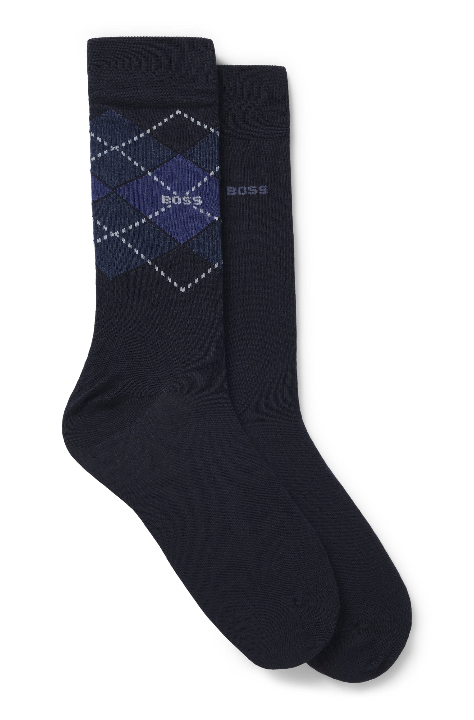 BOSS Socken "2P RS Argyle CC", (Packung, 2 Paar, 2er Pack), mit BOSS Schriftzug