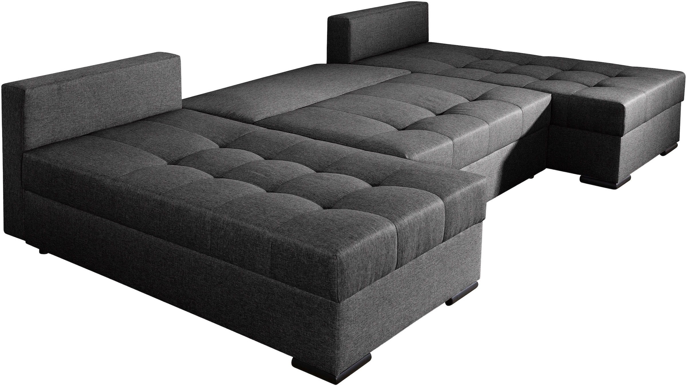 COLLECTION AB Wohnlandschaft »Josy U-Form, Breite 269 cm, Flachgewebe, Struktur, Cord & Cord/Mix«, (Cord-/Mix), inkl. Bettfunktion, Bettkasten, mit 3 gleich großen Rückenkissen