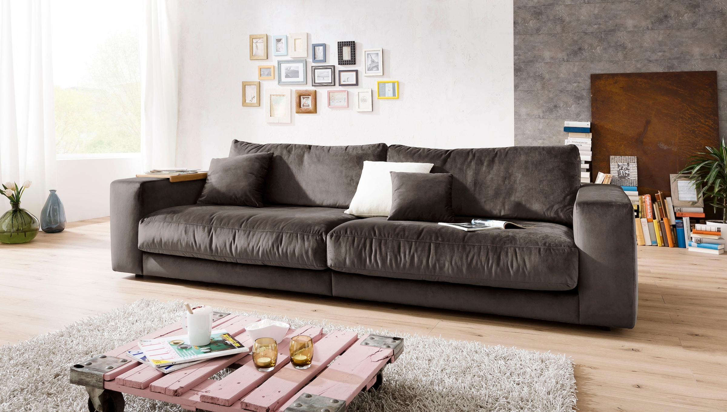 3C Candy Big-Sofa "Enisa II" incl. 1 Flatterkissen, Wahlweise mit Flecken-Schutz-Bezug Easy care