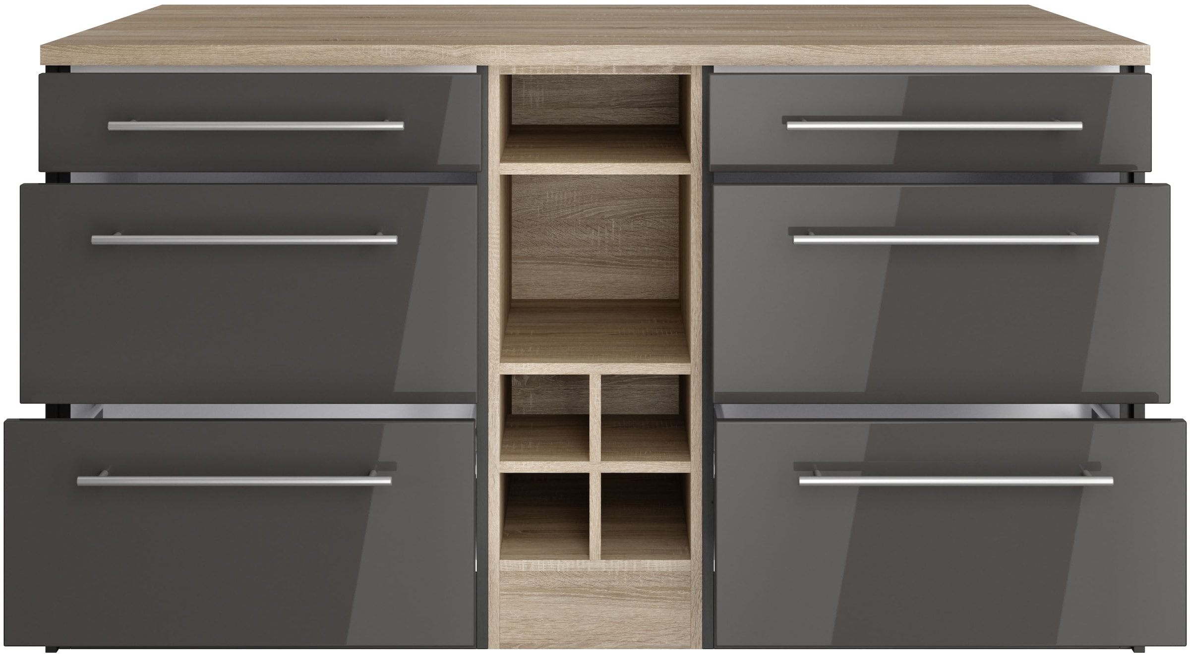 HELD MÖBEL Kücheninsel »Wien«, Breite 153 cm, MDF-Fronten, Flaschenregal