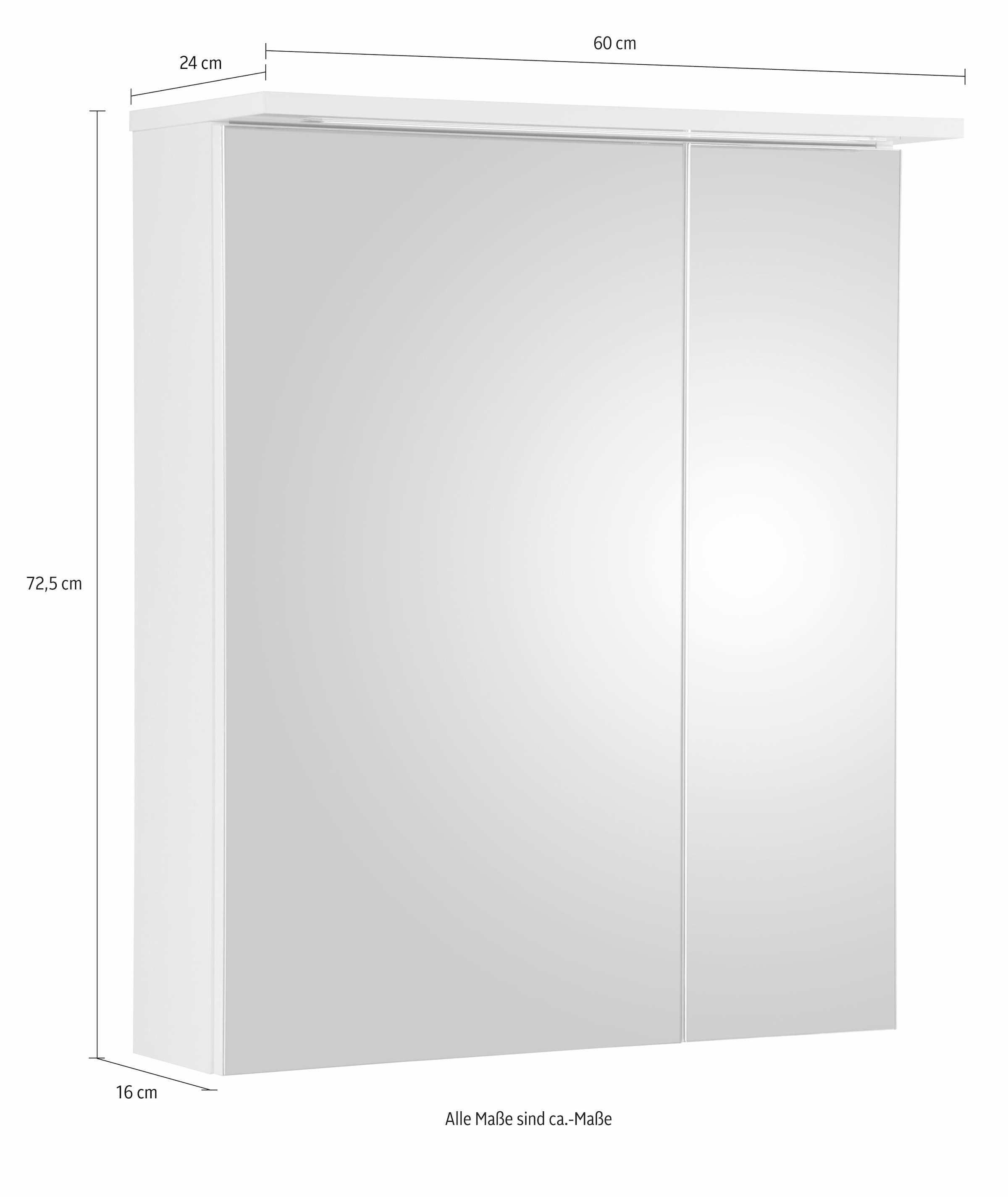 Schildmeyer Spiegelschrank »Profil 16«, Breite 60 cm, 2-türig, LED- Beleuchtung, Schalter-/Steckdosenbox bestellen | BAUR