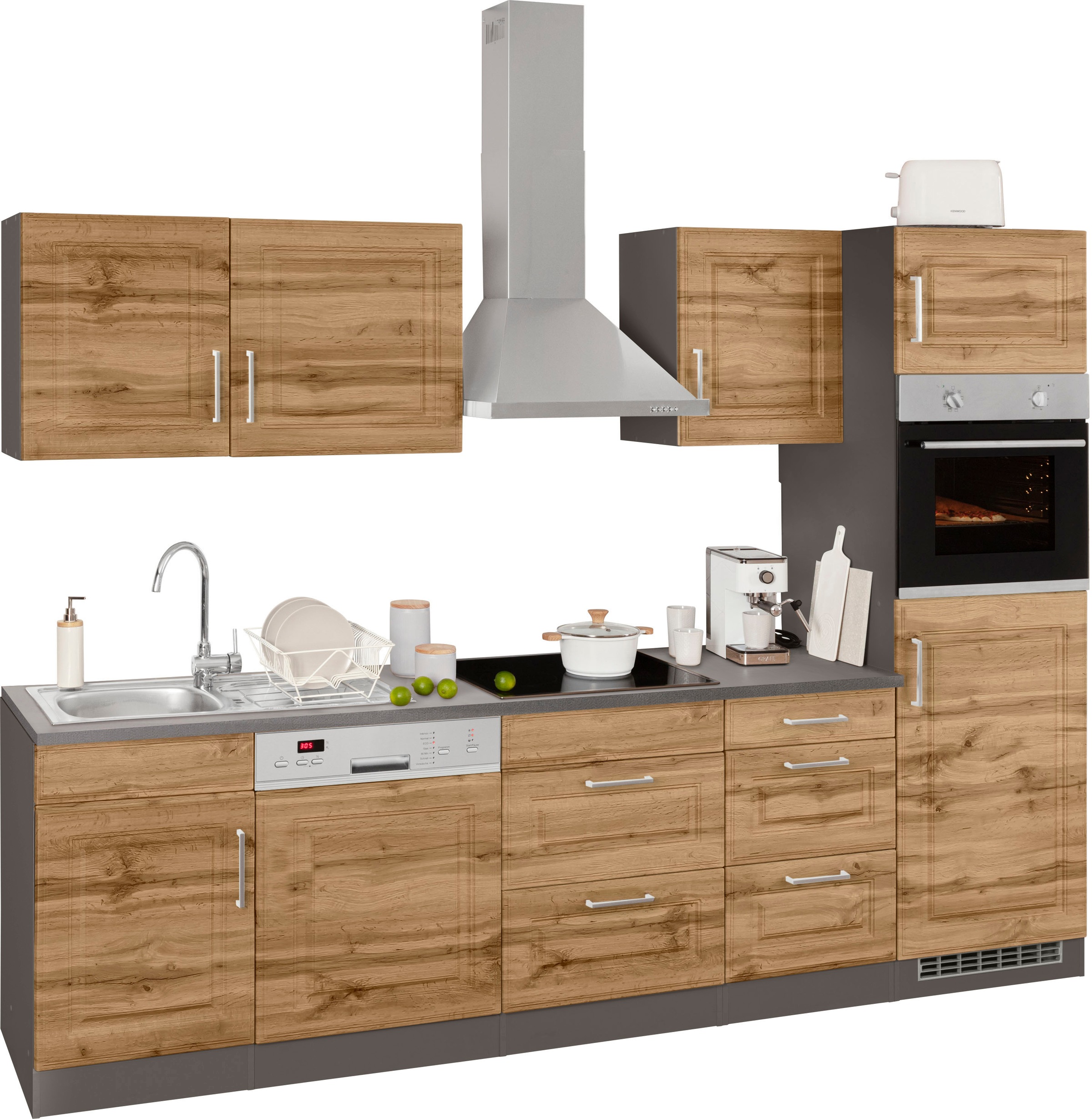 HELD MÖBEL Küchenzeile "Stockholm", Breite 280 cm, mit hochwertigen MDF Fro günstig online kaufen