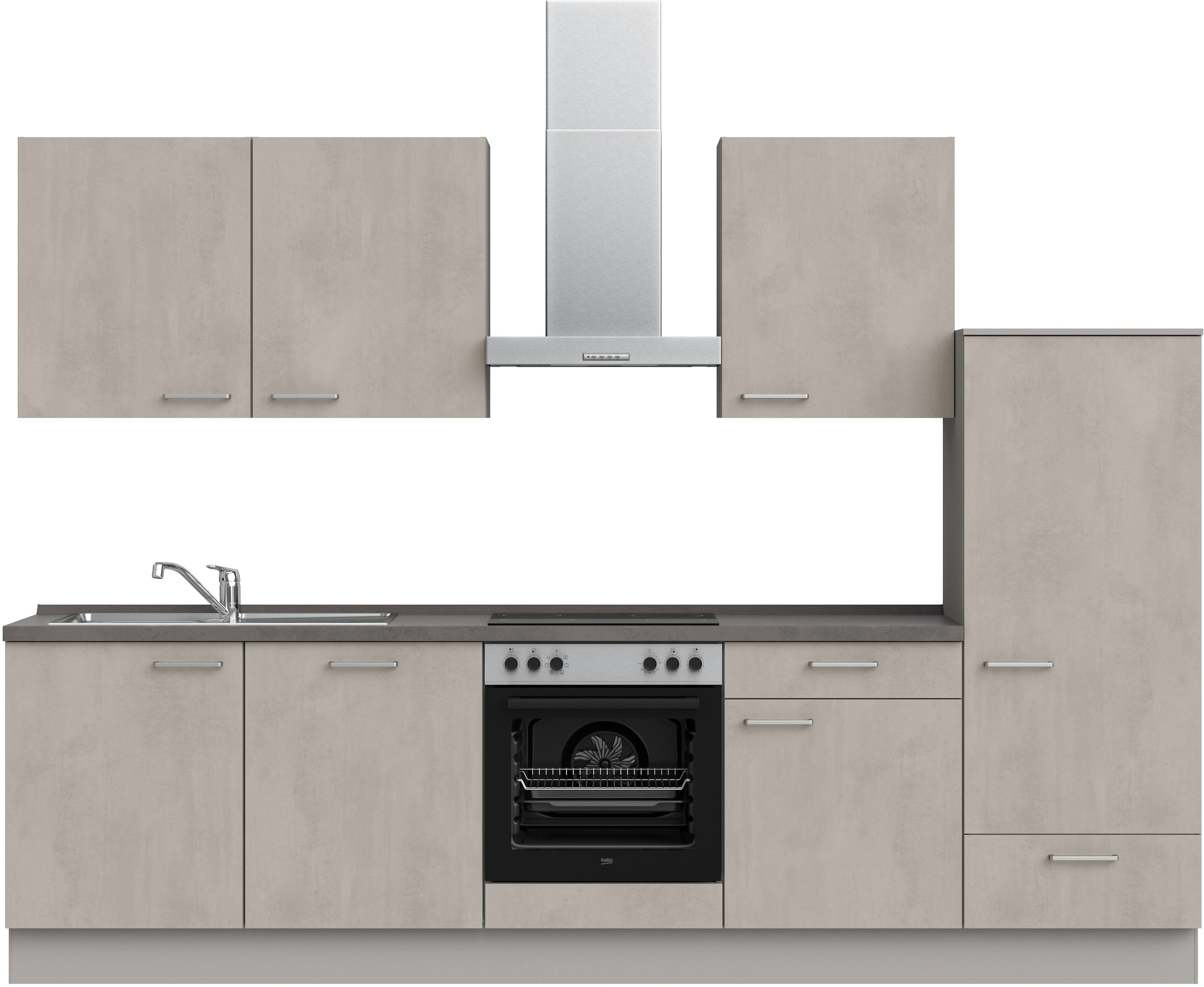 nobilia® Küchenzeile »"Riva I"« vormontiert, Ausrichtung wählbar, Breite 300 cm, wahlw. mit E-Geräten