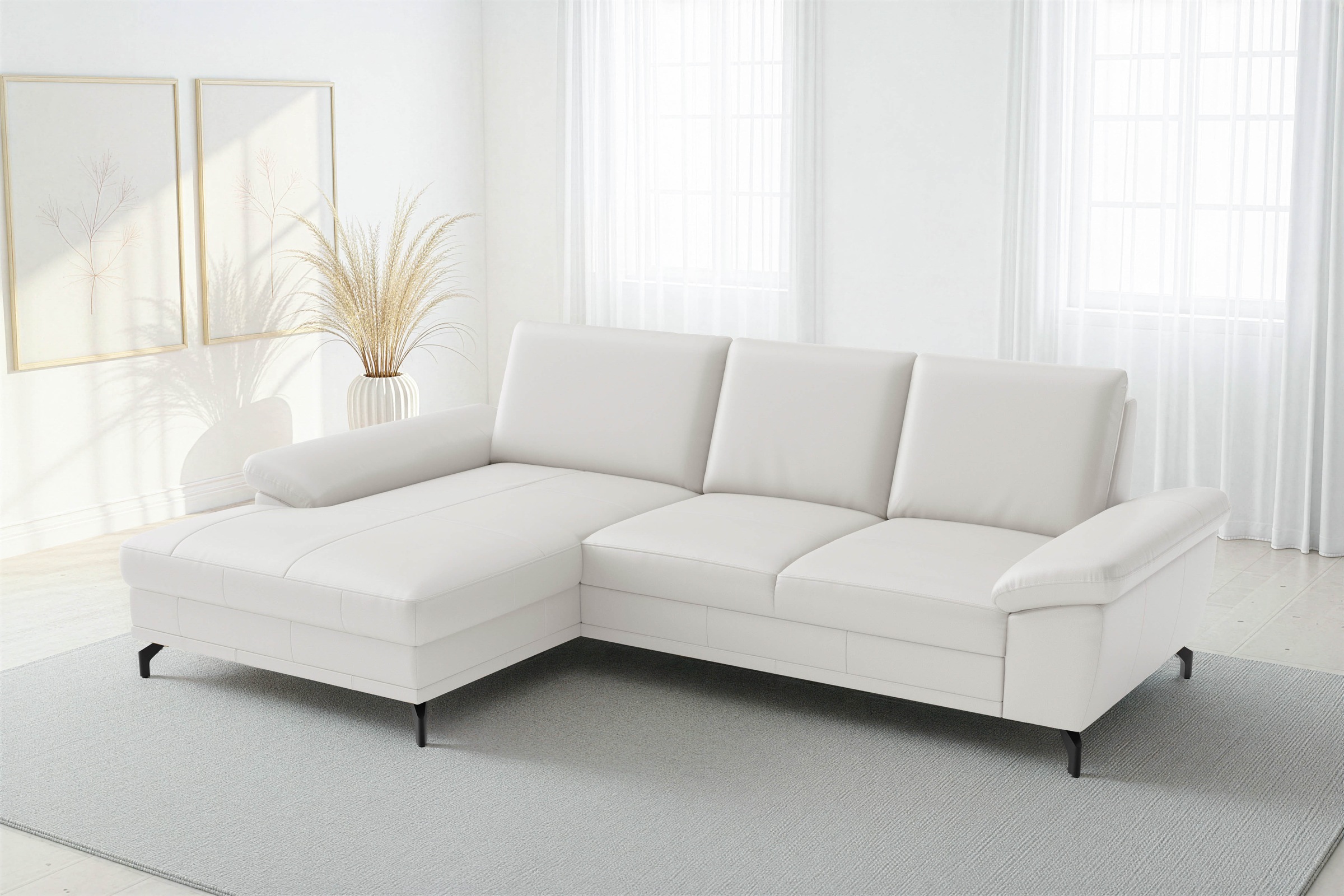 sit&more Ecksofa "Chelsea L-Form, B: 264 cm, Leder, inkl. Sitztiefen-&Armteilverstellung" optional mit Schlaffunktion und Bettkasten