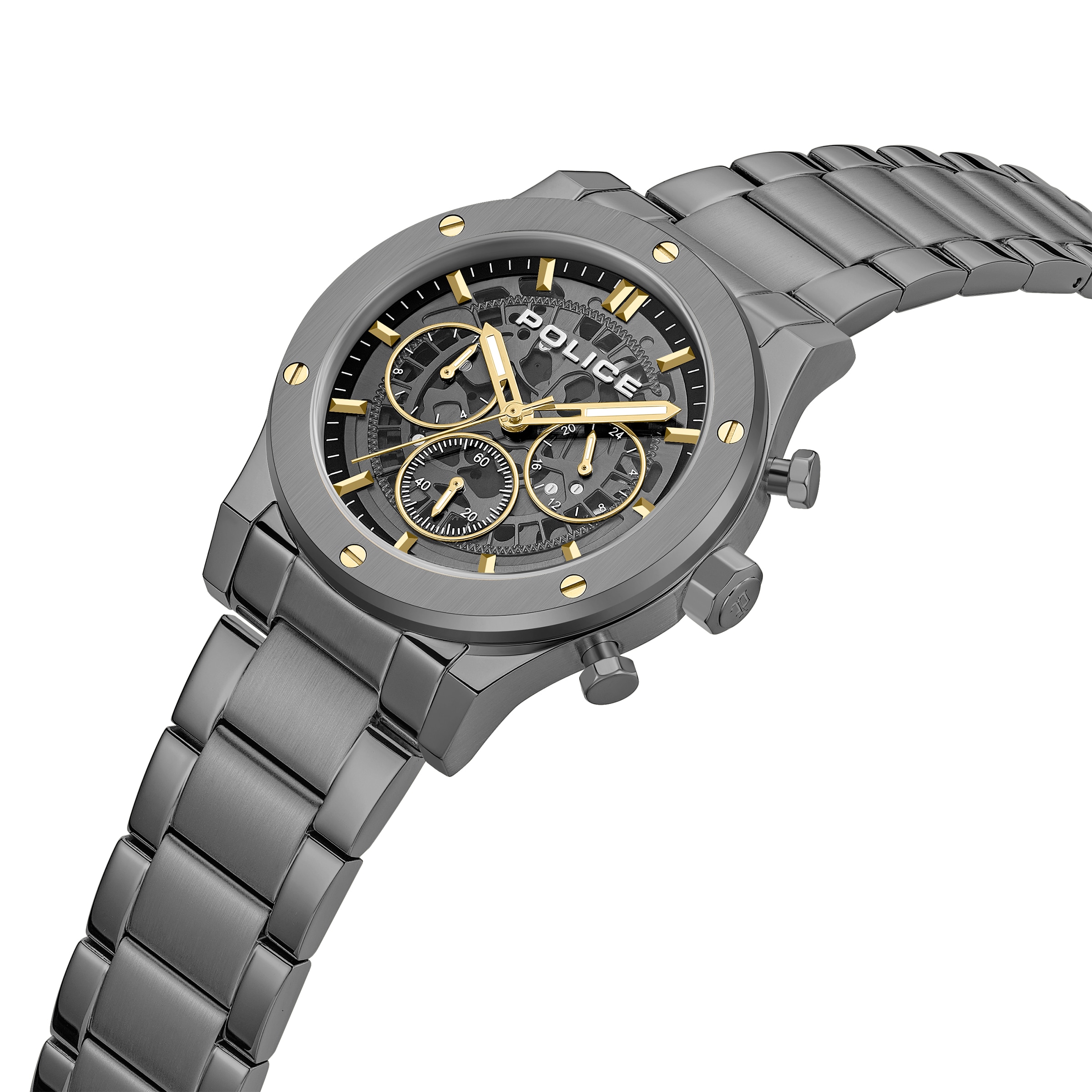 Police Chronograph »Knotty« Quarzuhr, Armbanduhr, Herrenuhr, Edelstahlarmband, analog