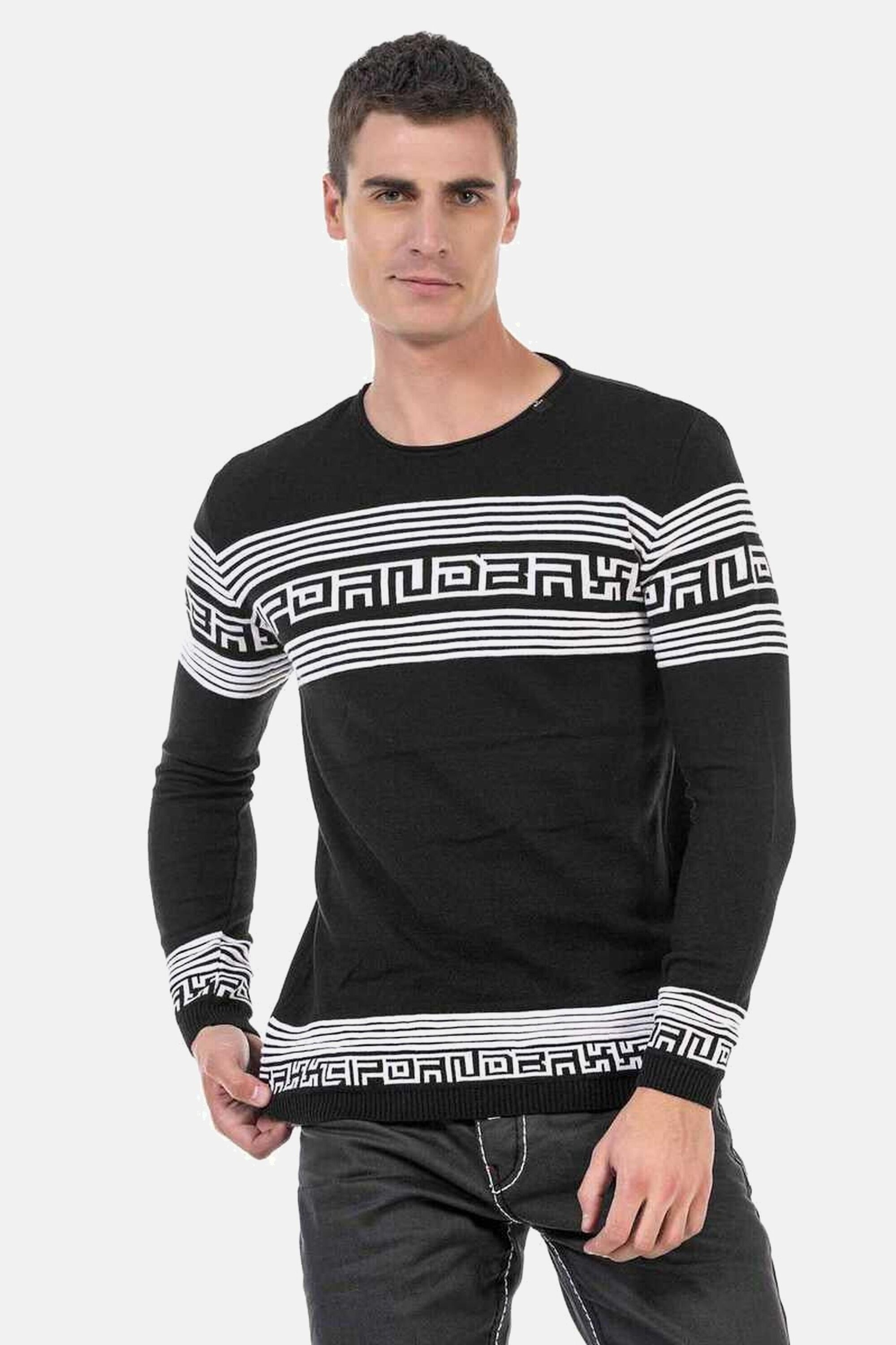 Cipo & Baxx Rundhalspullover "Pullover", (1 tlg.), in Streifenoptik, CP243 günstig online kaufen