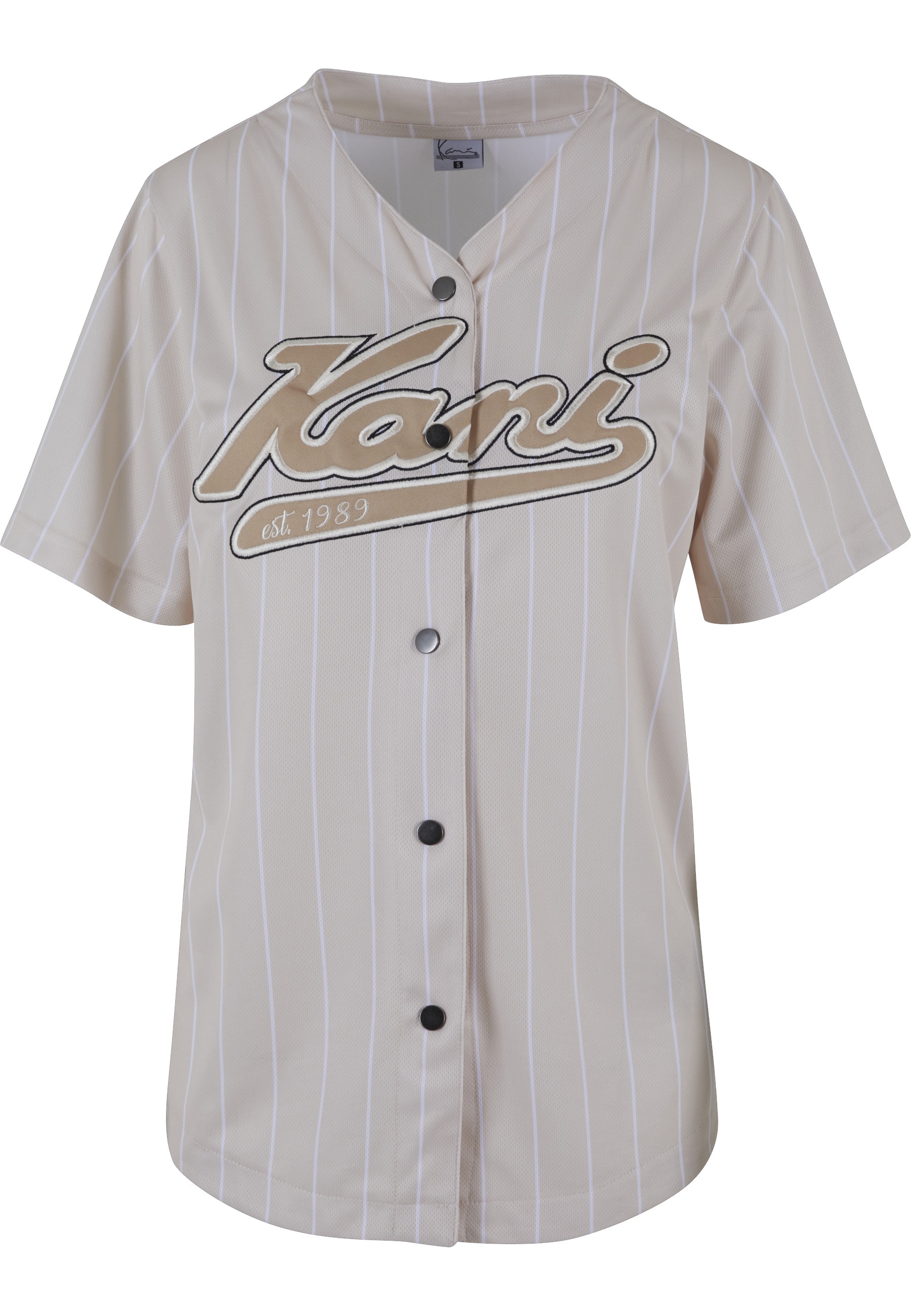 Karl Kani Langarmhemd "Karl Kani Damen KW233-035-1 KK Varsity Pinstripe Baseball Shirt"