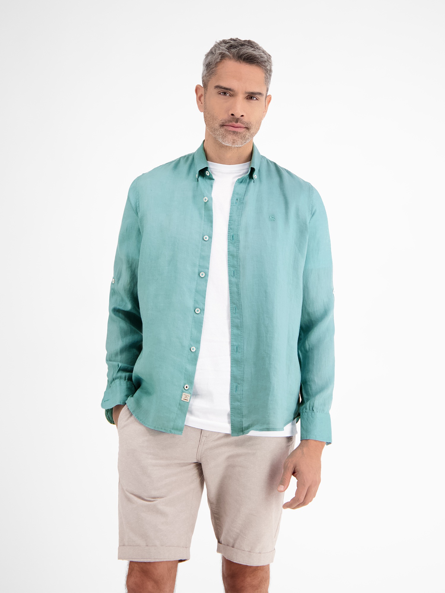 LERROS Langarmhemd "Herrenhemd in Leinen-Baumwoll-Blend" günstig online kaufen