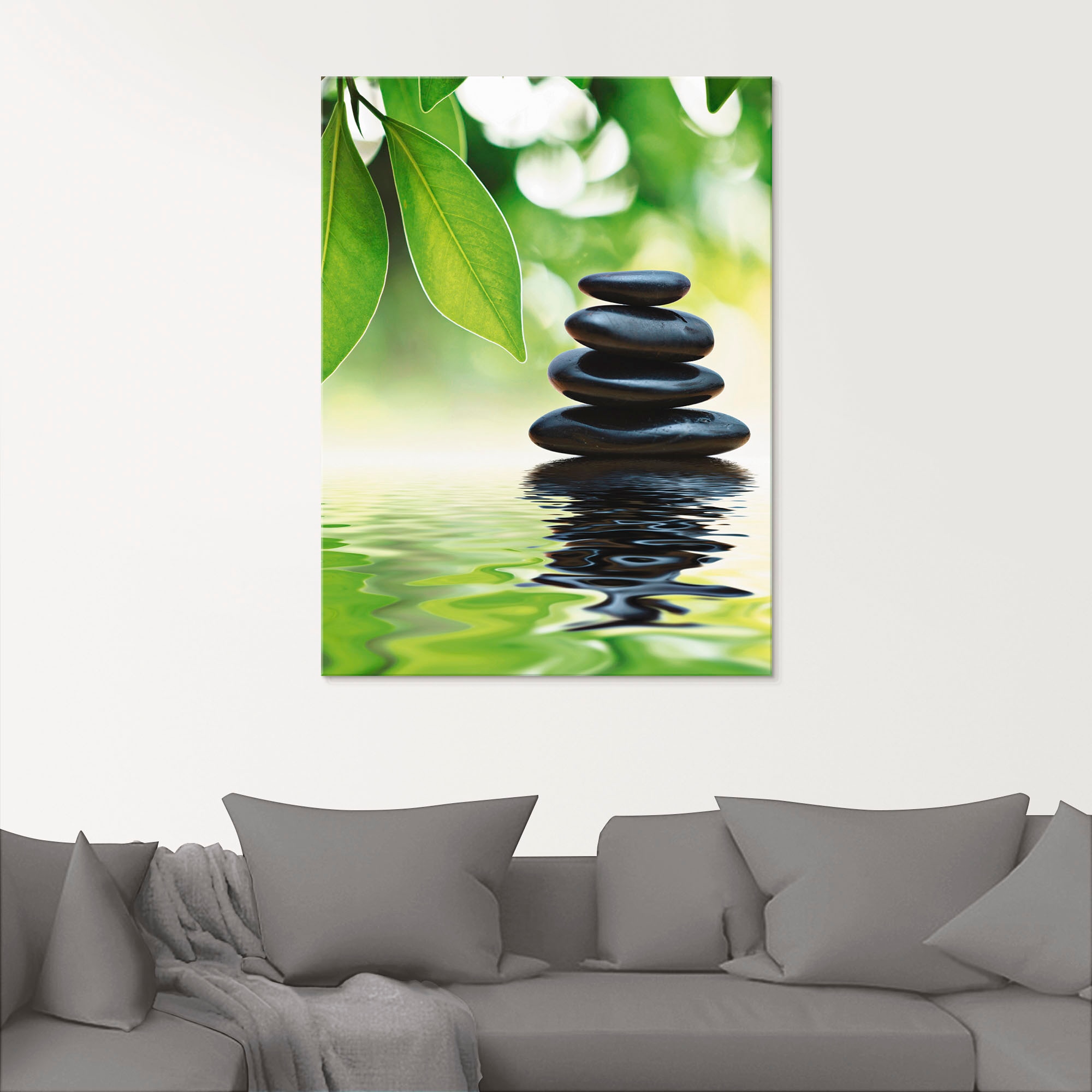 Artland Glasbild "Zen Steinpyramide auf Wasseroberfläche" Zen 1 Stk. tlg. i günstig online kaufen