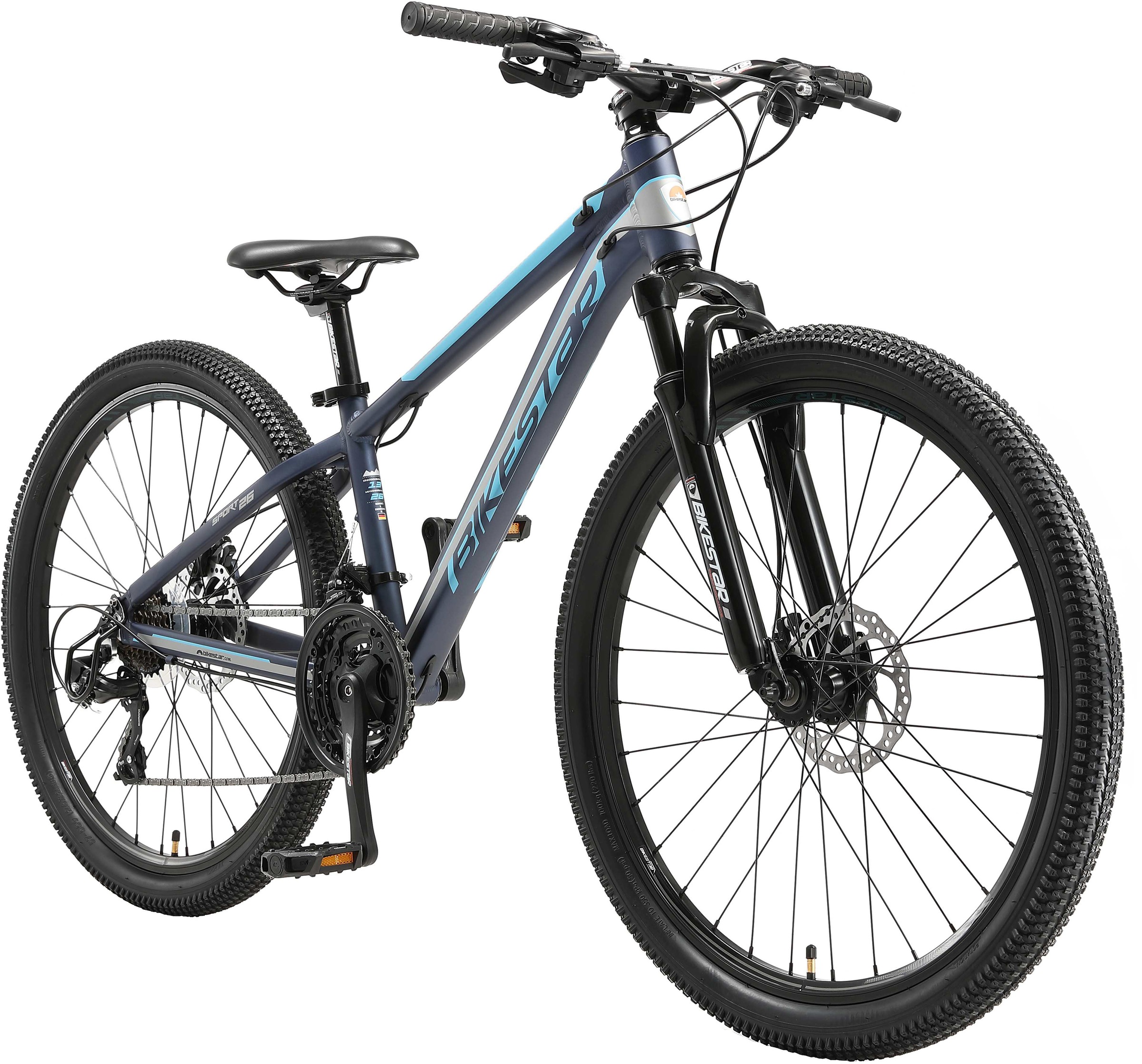 Bikestar Mountainbike, 21 Gang, Shimano, RD-TY300 Schaltwerk, Kettenschaltung, für Damen und Herren, Kettenschaltung