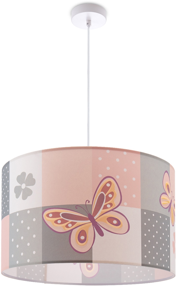 Paco Home Pendelleuchte »Cosmo 220«, Lampe Schmetterling 1 E27 Blumen Karo | Rosa BAUR Kinderzimmer flammig-flammig, Deckenlampe