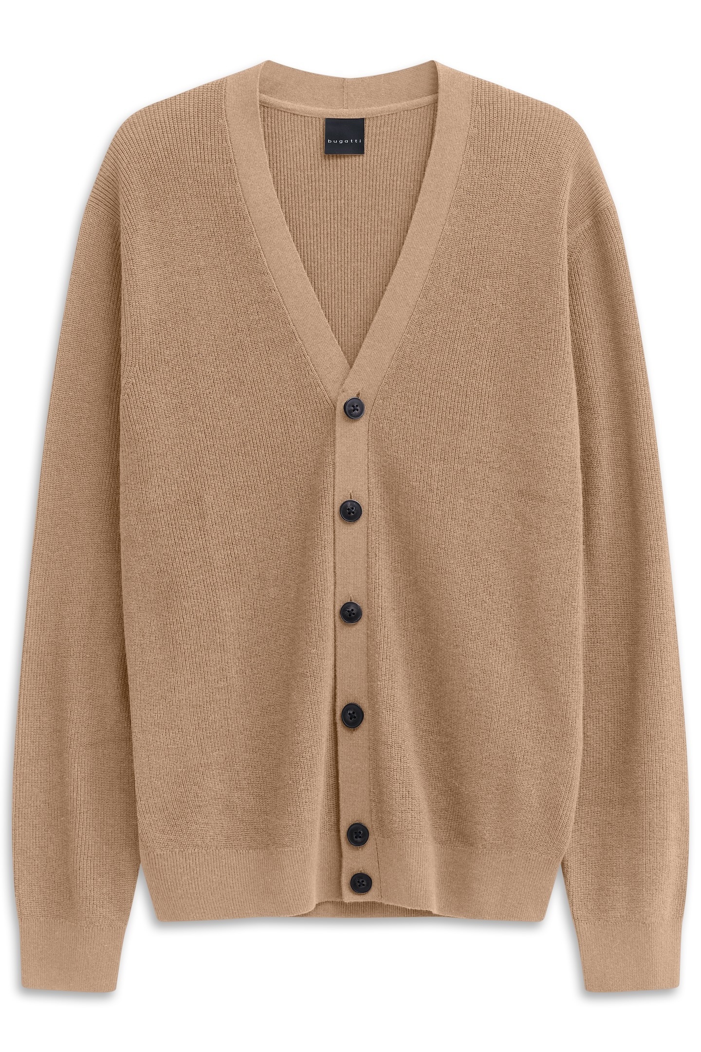 bugatti Cardigan "Regular Fit", mit V-Ausschnitt und Ripp-Struktur günstig online kaufen