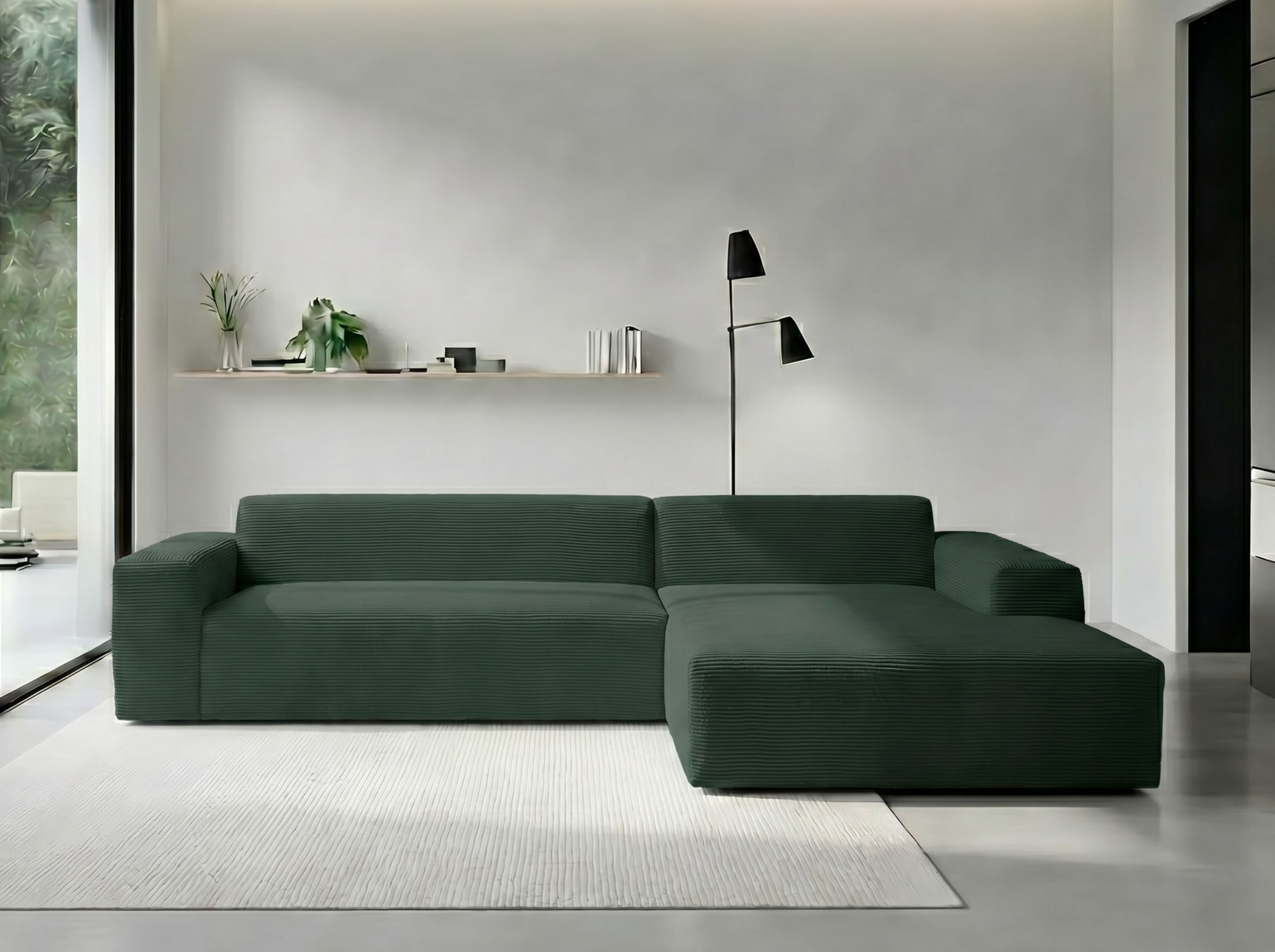 WERK2 Ecksofa "Zeus-XL 311 cm breit, bequemes Mega-Sofa in L-Form, große Sitztiefe" Curvy-trend Cord Big-Sofa mit 210 cm XXL-Ottomane für 2 Personen