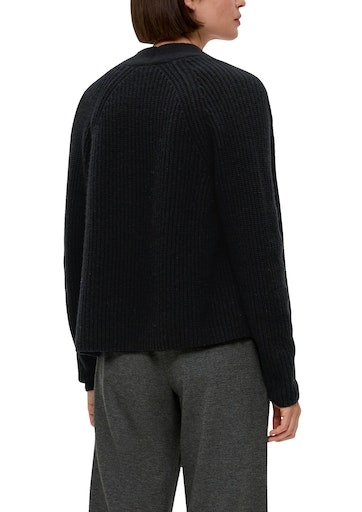 s.Oliver BLACK LABEL Cardigan, mit Flachstrickbündchen am Ausschnitt vorne