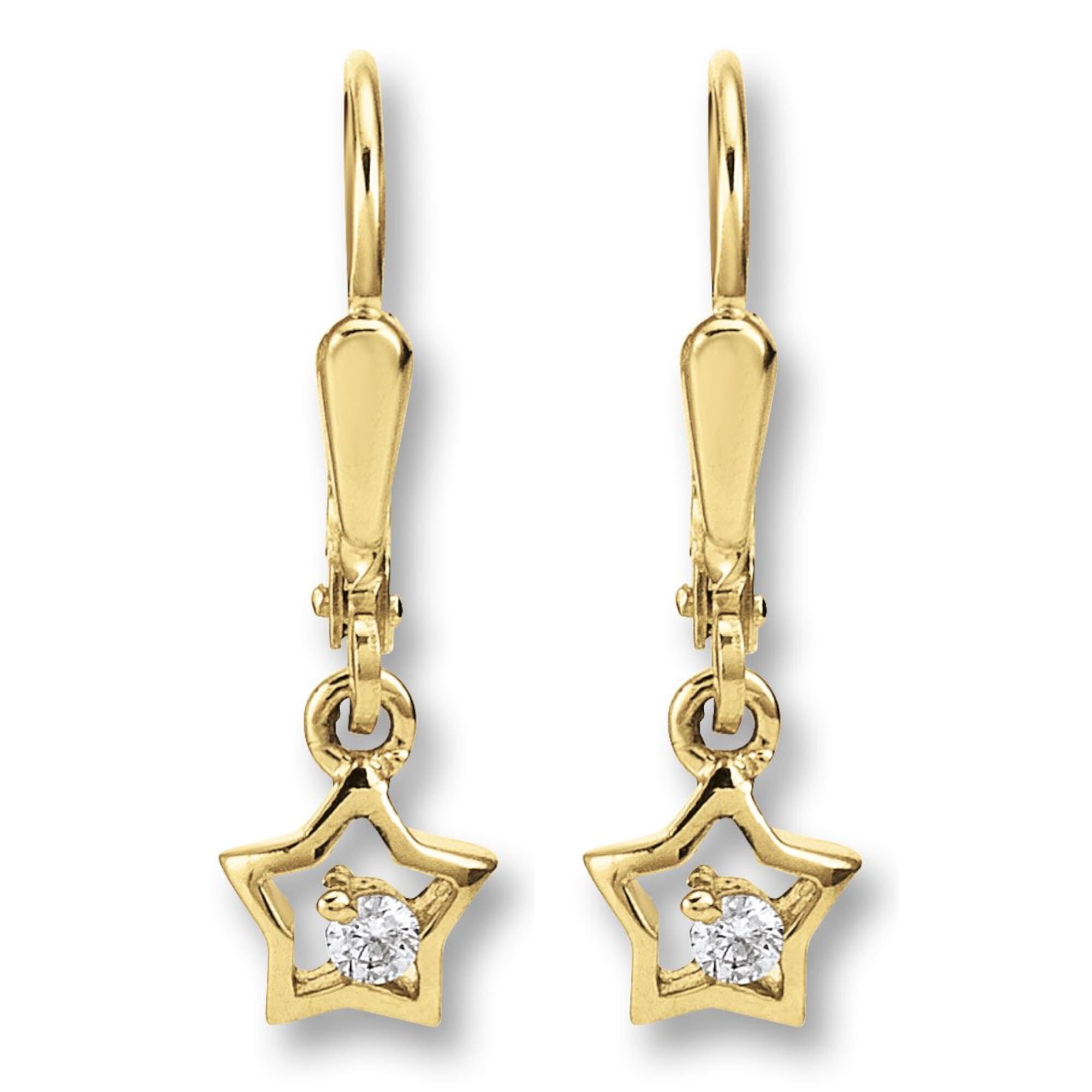 ONE ELEMENT Paar Ohrhänger »Zirkonia Damen Gold aus Schmuck für Stern 333 Ohrhänger | kaufen Stern Ohrringe Gelbgold«, BAUR
