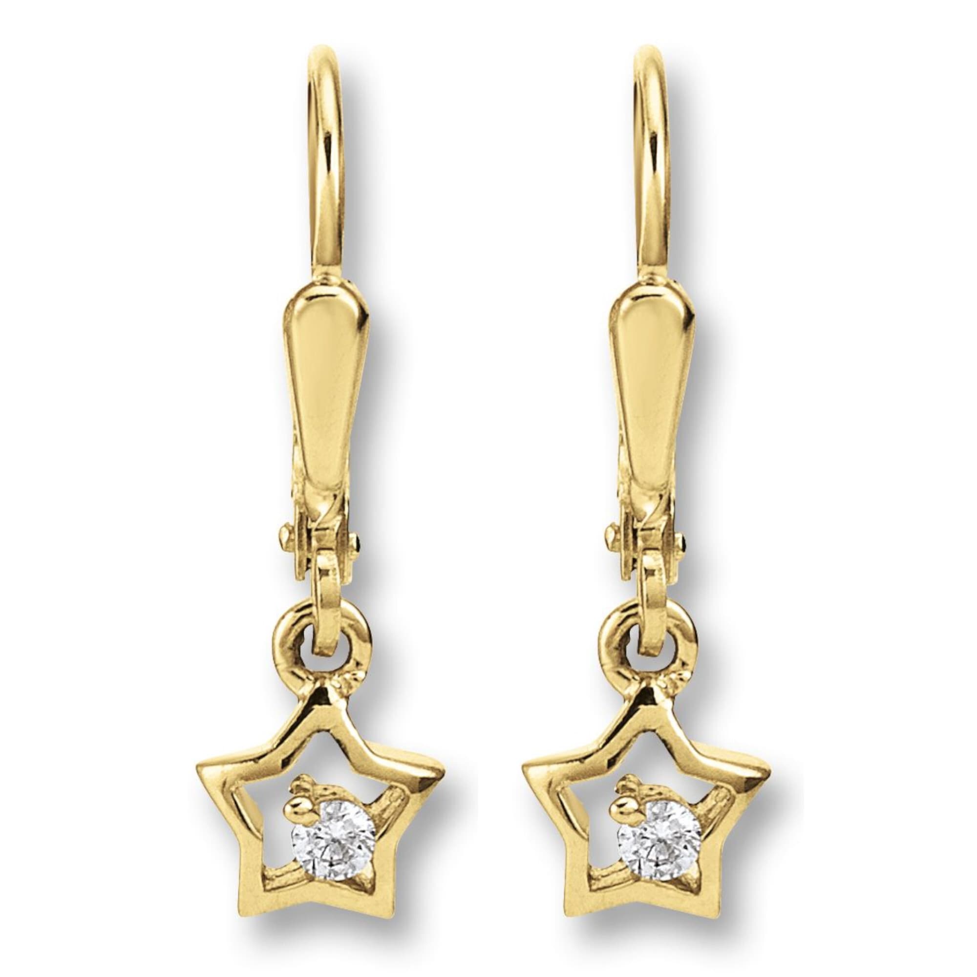 ONE ELEMENT Zirkonia Stern Ohrringe Gelbgold