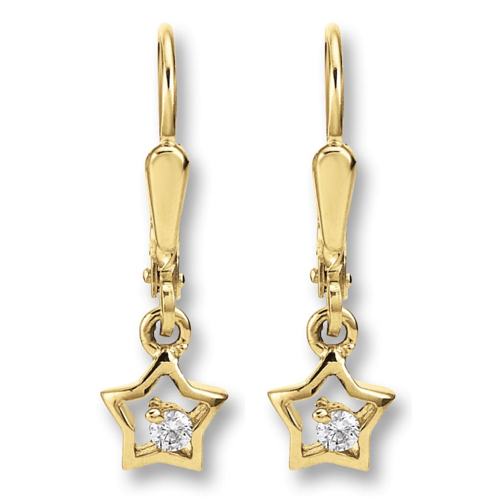 ONE ELEMENT Paar Ohrhänger »Zirkonia Stern Ohrringe Ohrhänger aus 333 Gelbgold« Damen Gold Schmuck Stern