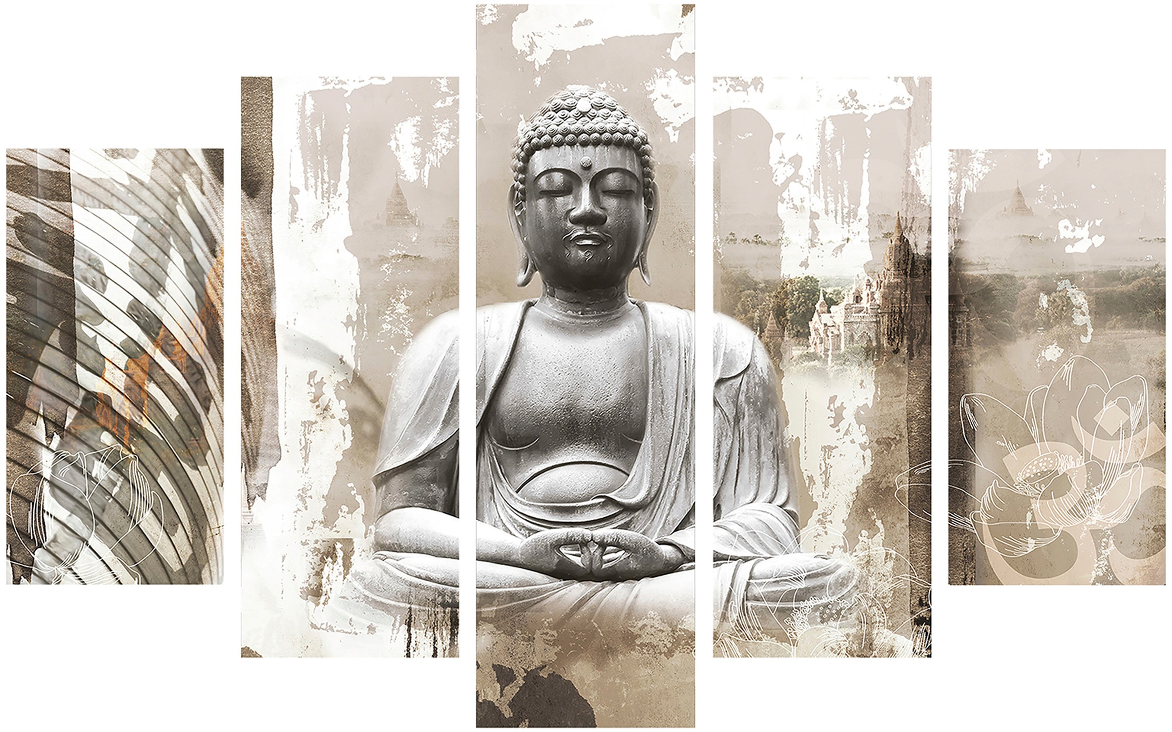 Art for the home Leinwandbild »Buddha«, Buddha, (Set, 5 St.)