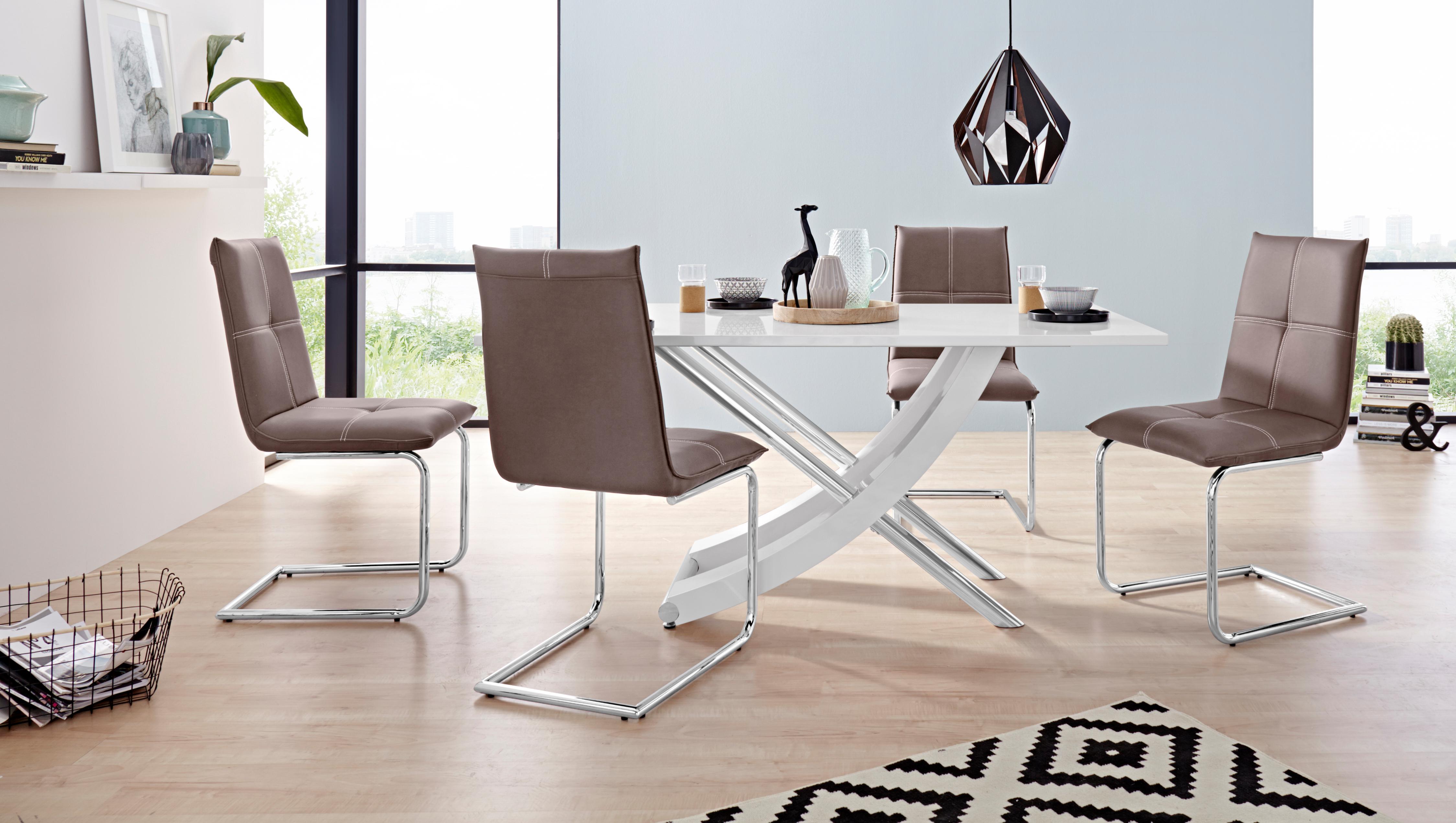 INOSIGN Essgruppe Kaleo/Claire, (Set, 5 tlg.), mit 4 Stühlen und 1 Tisch weiß Hochglanz
