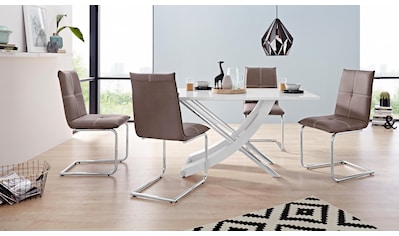 INOSIGN Essgruppe »Kaleo/Claire«, (Set, 5 tlg.), mit 4 Stühlen und 1 Tisch weiß Hochglanz kaufen