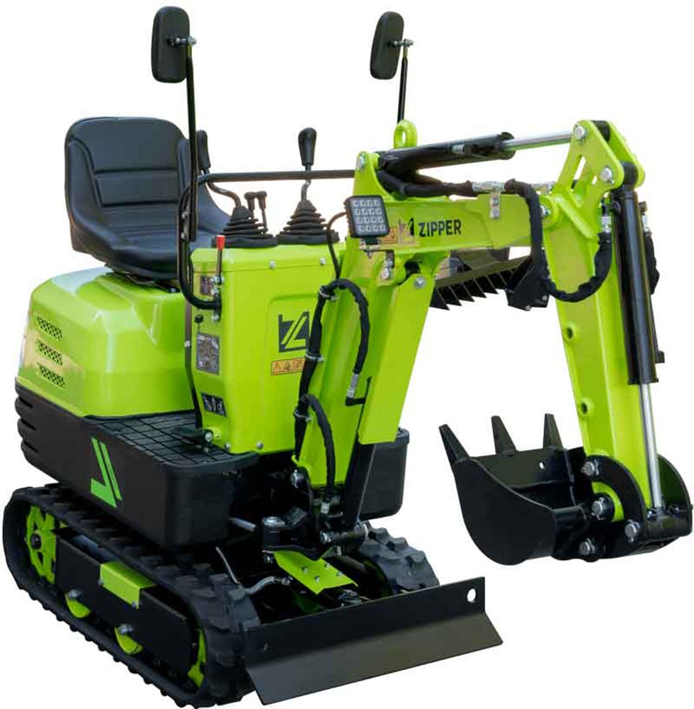 ZIPPER Minibagger Set,  6,3 kW Benzinmotor mit Elektrostarter