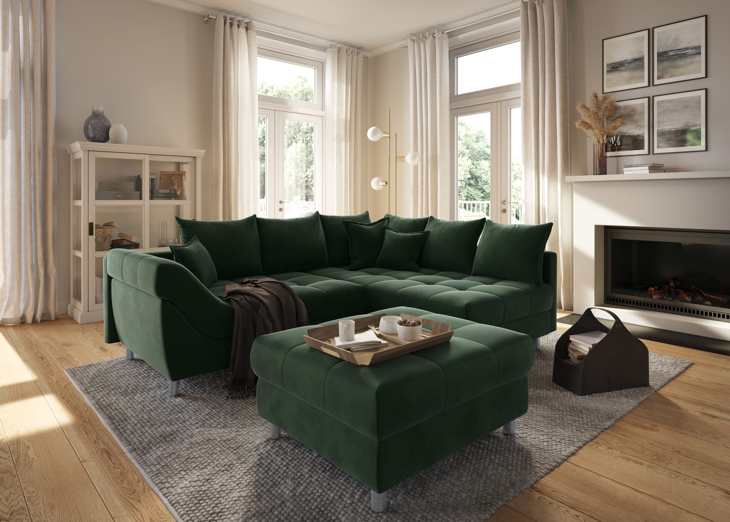 COLLECTION AB Ecksofa "Innsbruck L-Form, B: 247 cm" 3 Zierkissen, Federkern