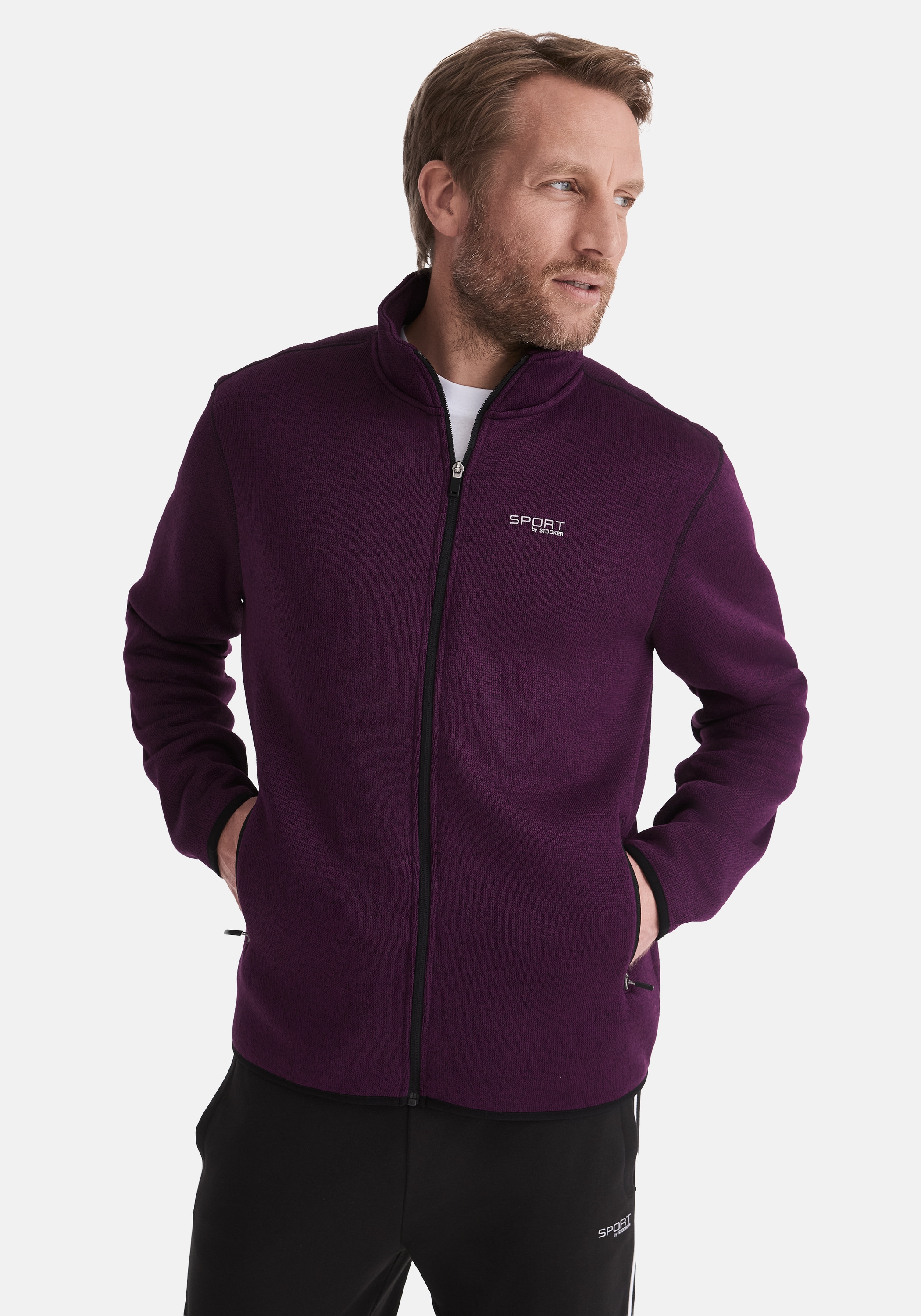 Stooker Men "JOEL Knit Strick-Fleecejacke" Sherpa fleece Straight Fit Casual Sherpa für Herren