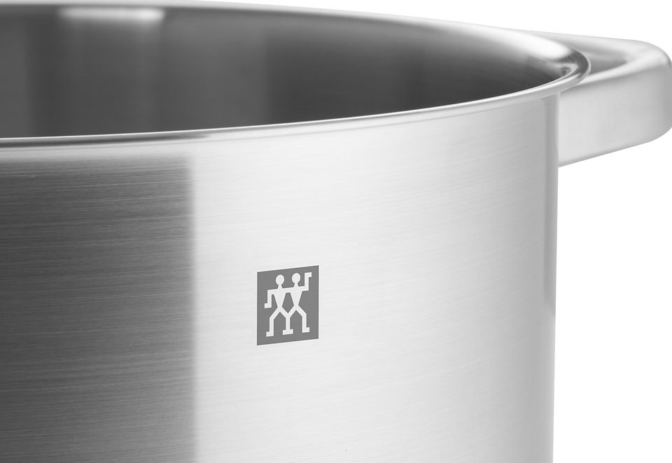 Zwilling Topf-Set »Joy«, Edelstahl 18/10, (Set, 4 tlg., je 1 Kochtopf Ø 16/20 cm, 1 Bratentopf Ø 20 cm, 1 Kasserolle Ø 16 cm), Glasdeckel, Sandwichboden, sehr gute Wärmeverteilung, inkl. Füllskala