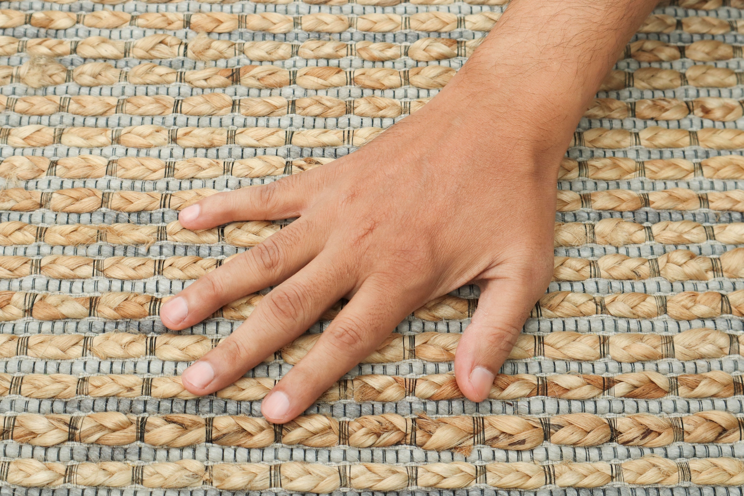 OTTO home Teppich »Jerron, Jute-Mix, Flechtoptik« rechteckig 15 mm Höhe Scandi-Stil, Strukturgewebe, Wohnzimmer, Schlafzimmer, Esszimmer