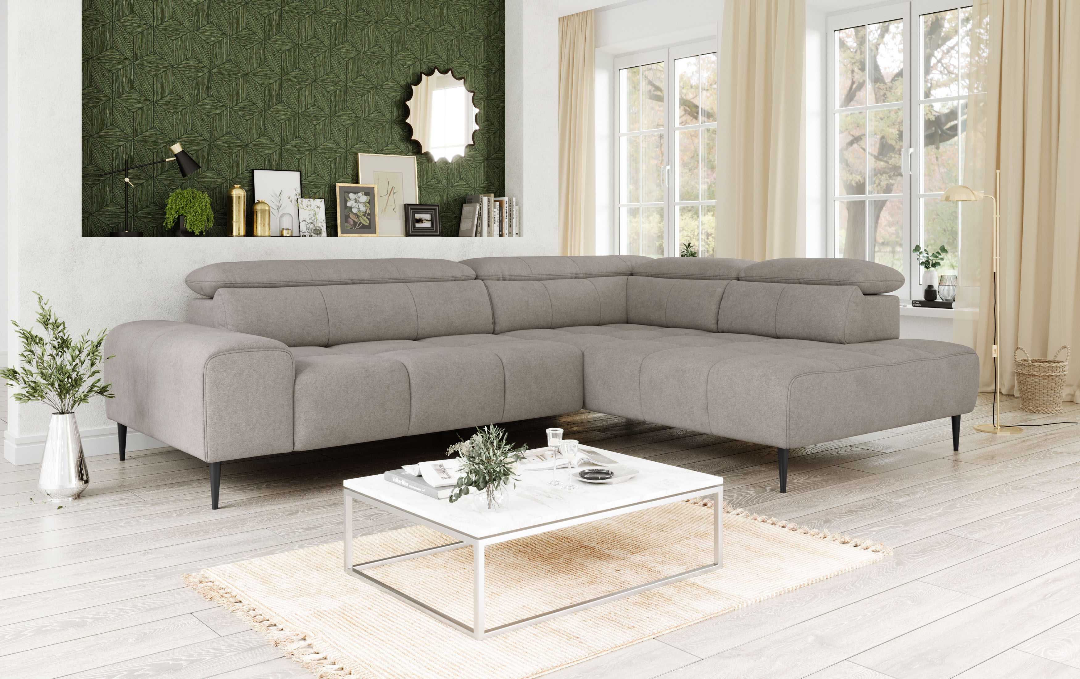 OTTO home Ecksofa "Theo L-Form, B: 298 cm" mit Kopfteilverstellung, optional Sitztiefenverstellung