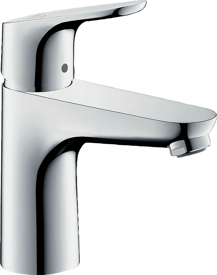 hansgrohe Waschtischarmatur "Focus", 10cm, CoolStart mit Zugstangen-Ablaufgarnitur, chrom