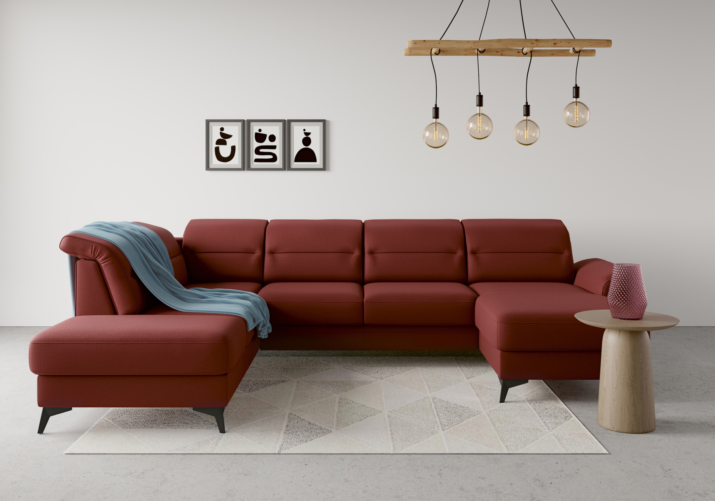 sit&more Wohnlandschaft »Sinatra U-Form« optional mit Kopfteilverstellung und Armteilfunktion, Metallfüße