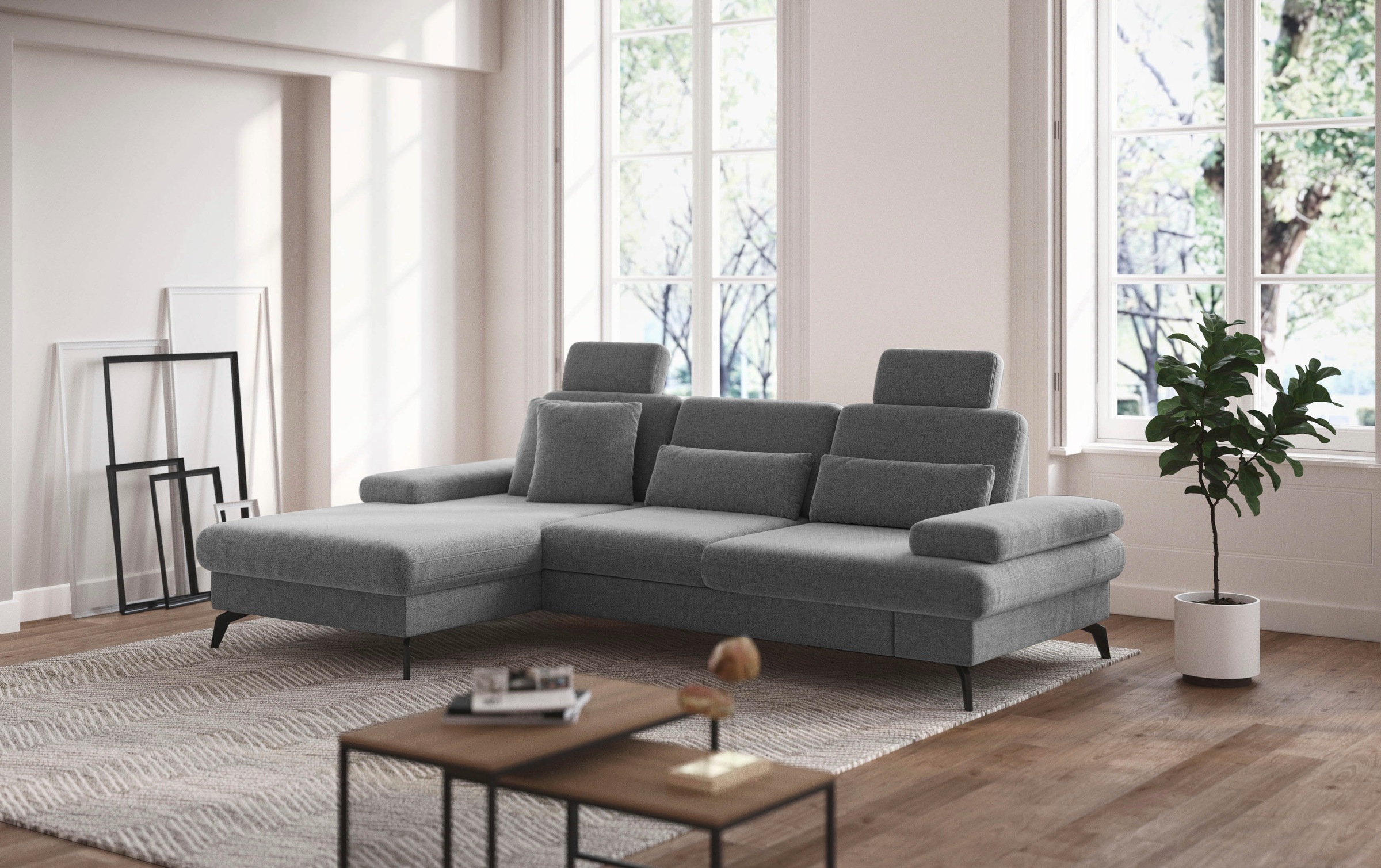 sit&more Ecksofa »Morris L-Form, inkl. Sitztiefenverstellung«, wahlweise mit Armteilverstellung, Bettfunktion & Bettkasten