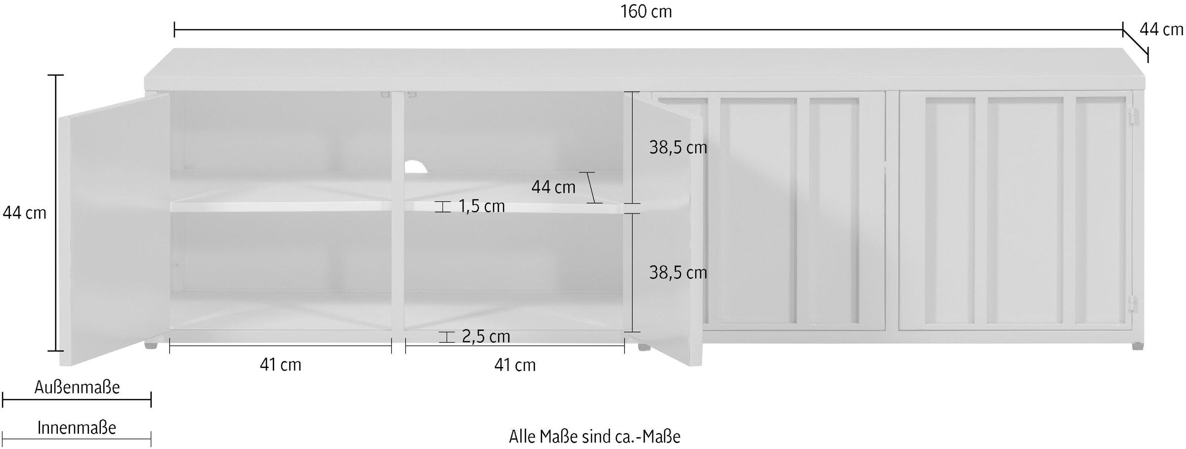 WOOOD Lowboard »WOOOD LEVEL TV-SCHRANK METALL« Level TV-Möbel WOOOD mit Stauraum, Stil und ordentliche Kabelführung
