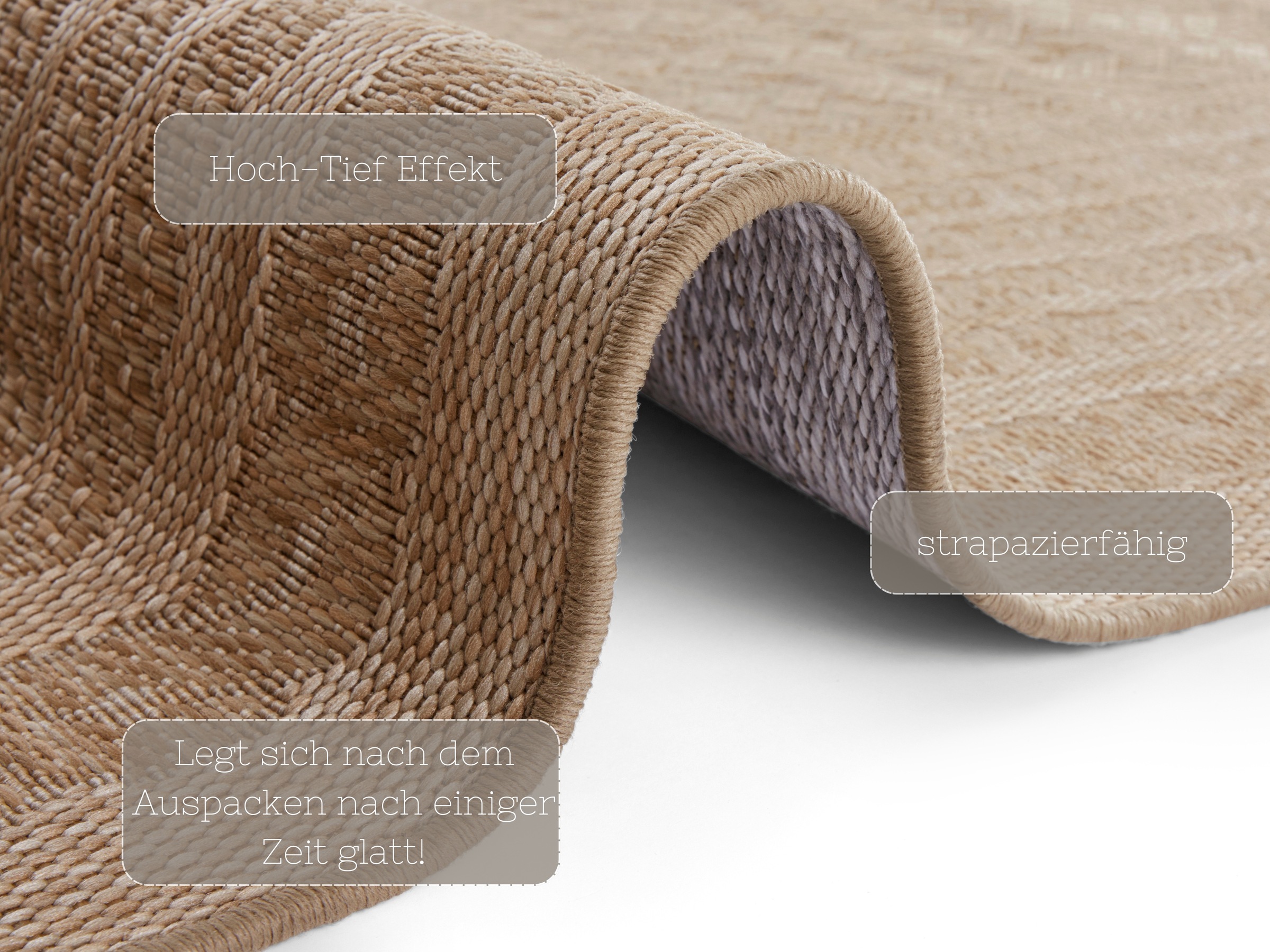 NORTHRUGS Teppich »Limonero«, rechteckig, 6 mm Höhe, In-& Outdoor, Flachgewebe, Sisal Optik, Skandi, Garten, Wohnzimmer