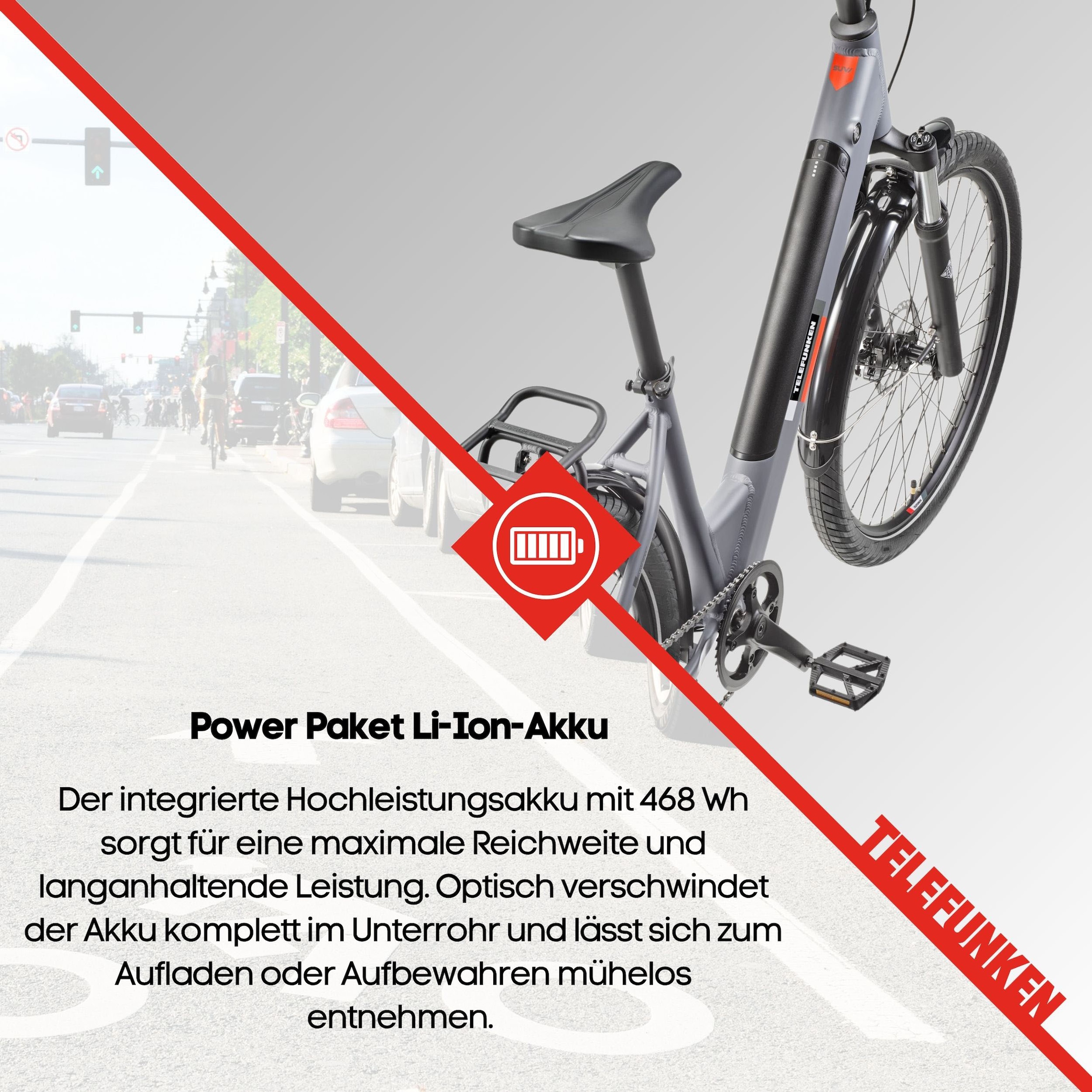 Telefunken E-Bike »E-City SUV300«, 7 Gang, Shimano, Tourney, Heckmotor 250 W, Pedelec, Elektrofahrrad, Damen u. Herren, innerhalb StVZO, 27,5 Zoll