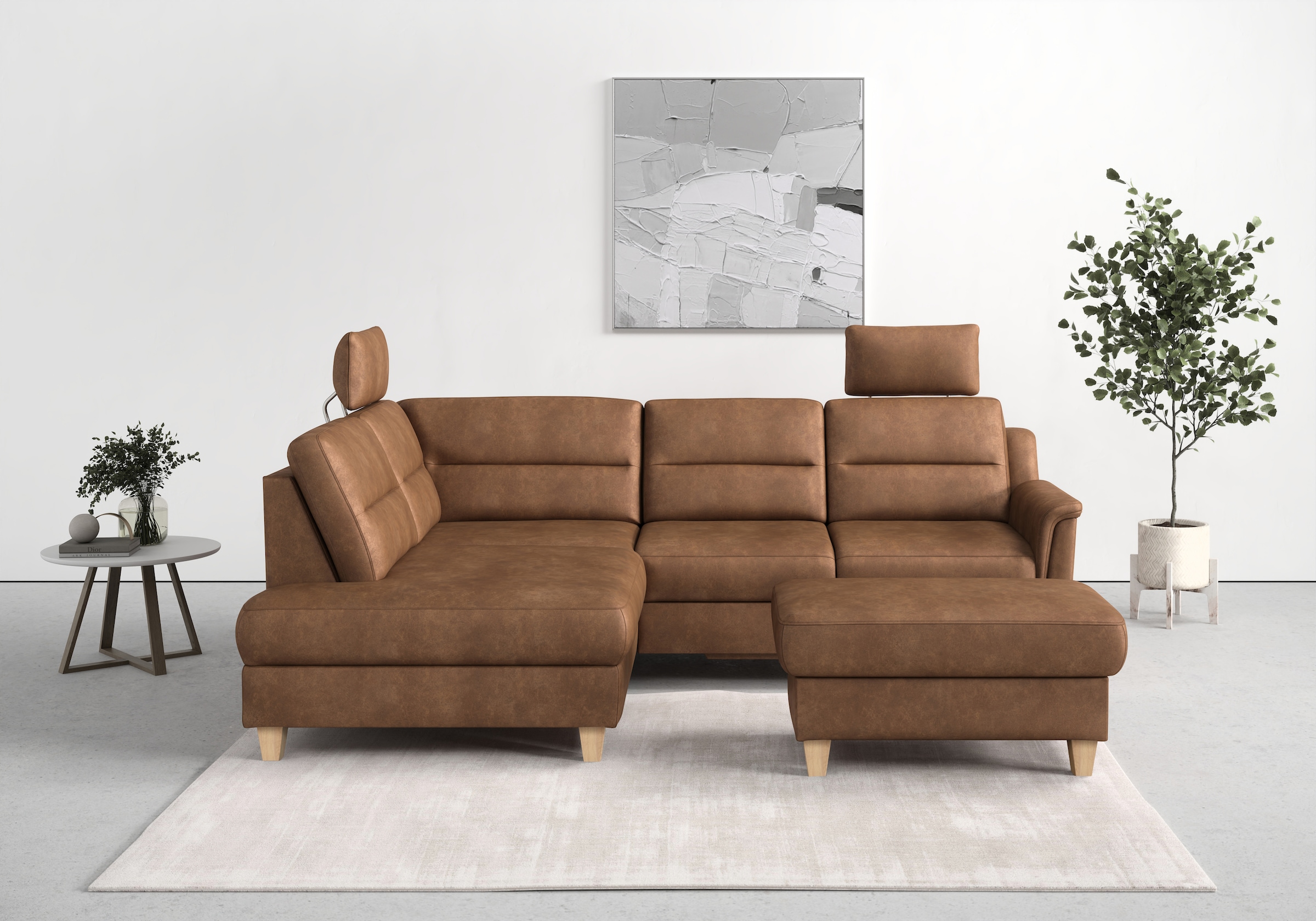 sit&more Ecksofa "Farö L-Form" inklusive Federkern, wahlweise mit Schlaffunktion und Bettkasten