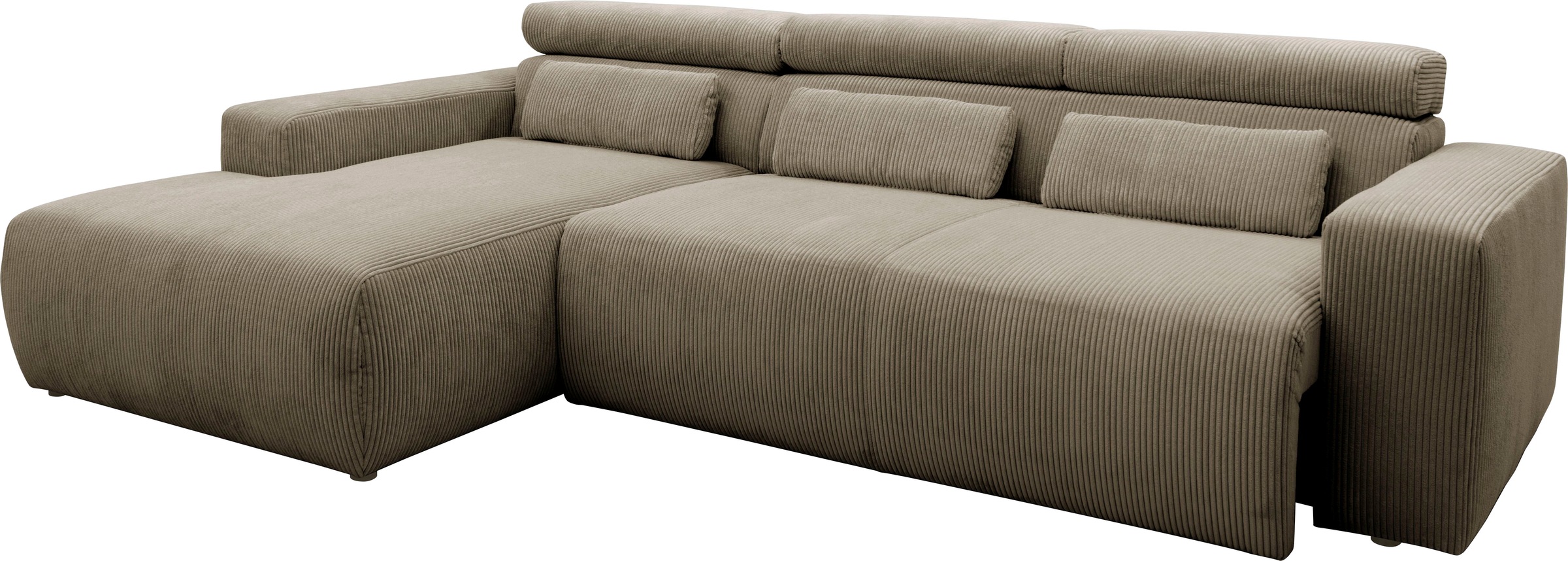 DOMO collection Ecksofa »Brandon große Ausführung B/T/H: 289/177/80 cm, auch in Leder und Cord«, mit Kopfteilverstellung, wahlweise Sitztiefenverstellung, L-Form