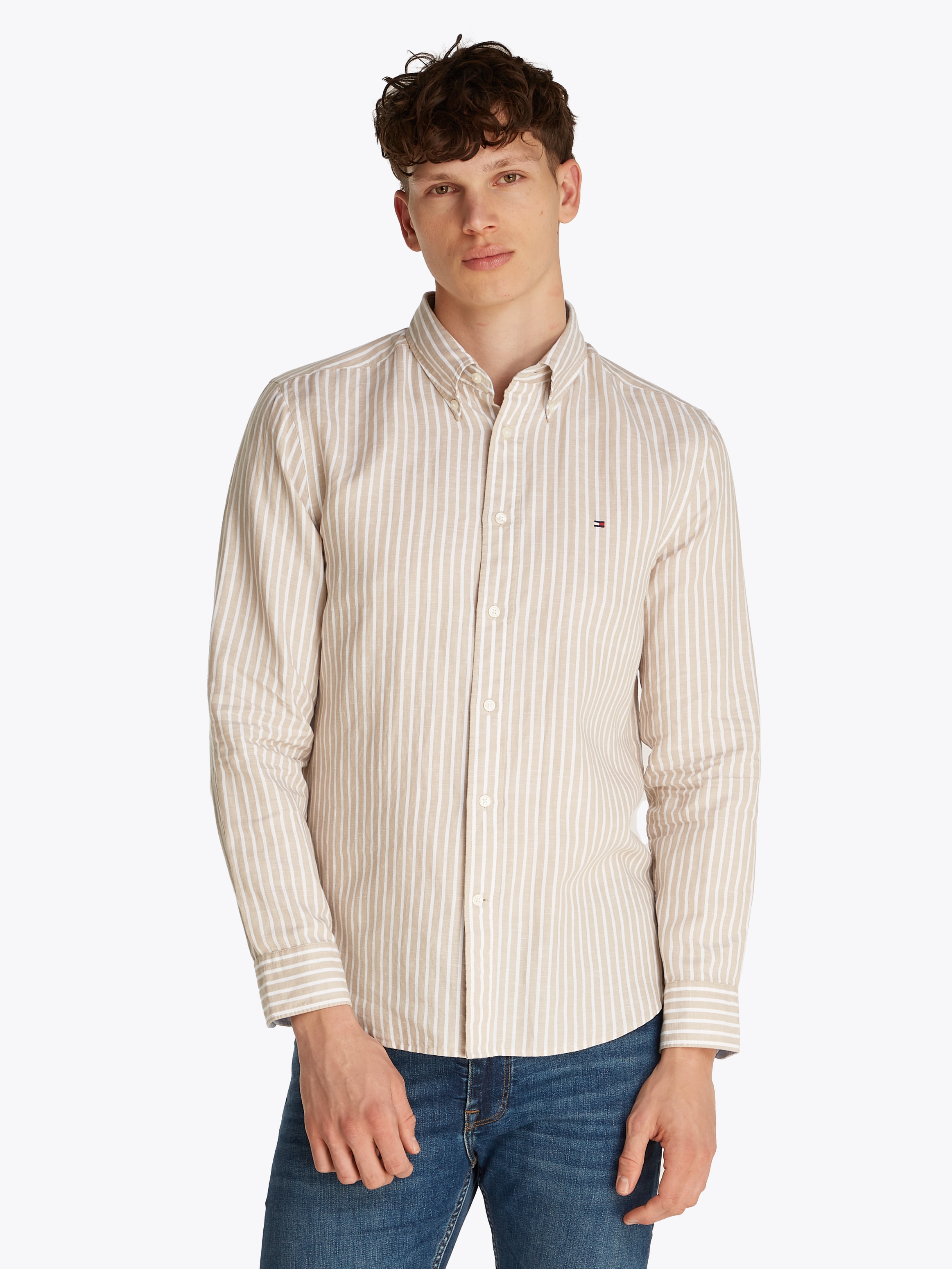 Tommy Hilfiger Langarmhemd "LINEN BLEND BOLD STRIPE", mit feinen Streifen günstig online kaufen
