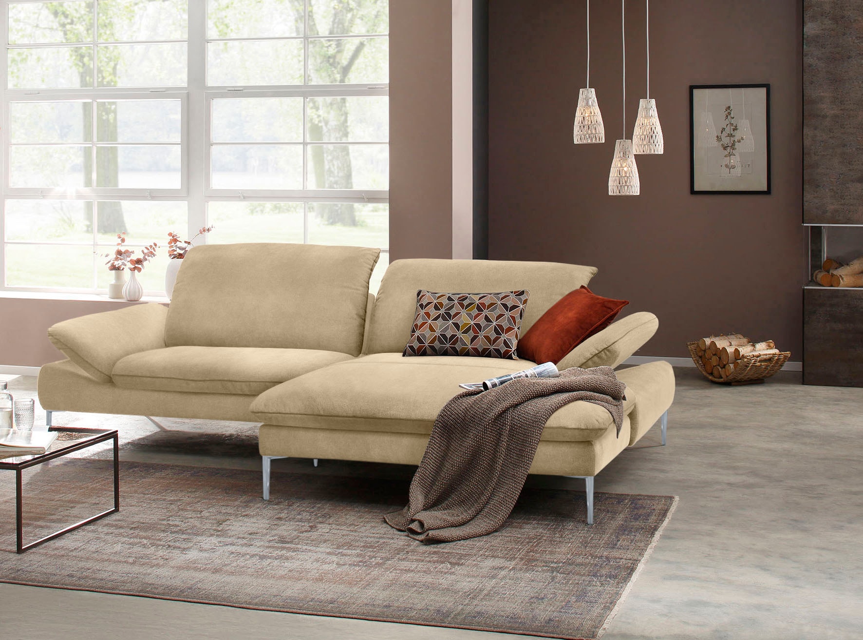 Ecksofa »enjoy&MORE«, mit Sitztiefenverstellung, Füße silber matt, Breite 294 cm