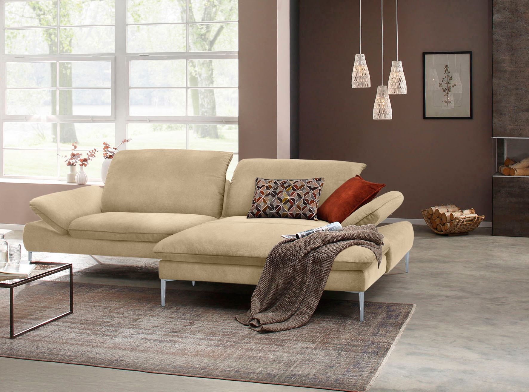 W.SCHILLIG Ecksofa "enjoy&MORE, mit tollem Sitzkomfort, elegant und bequem, L-Form" mit Sitztiefenverstellung, Füße silber matt, Breite 294 cm